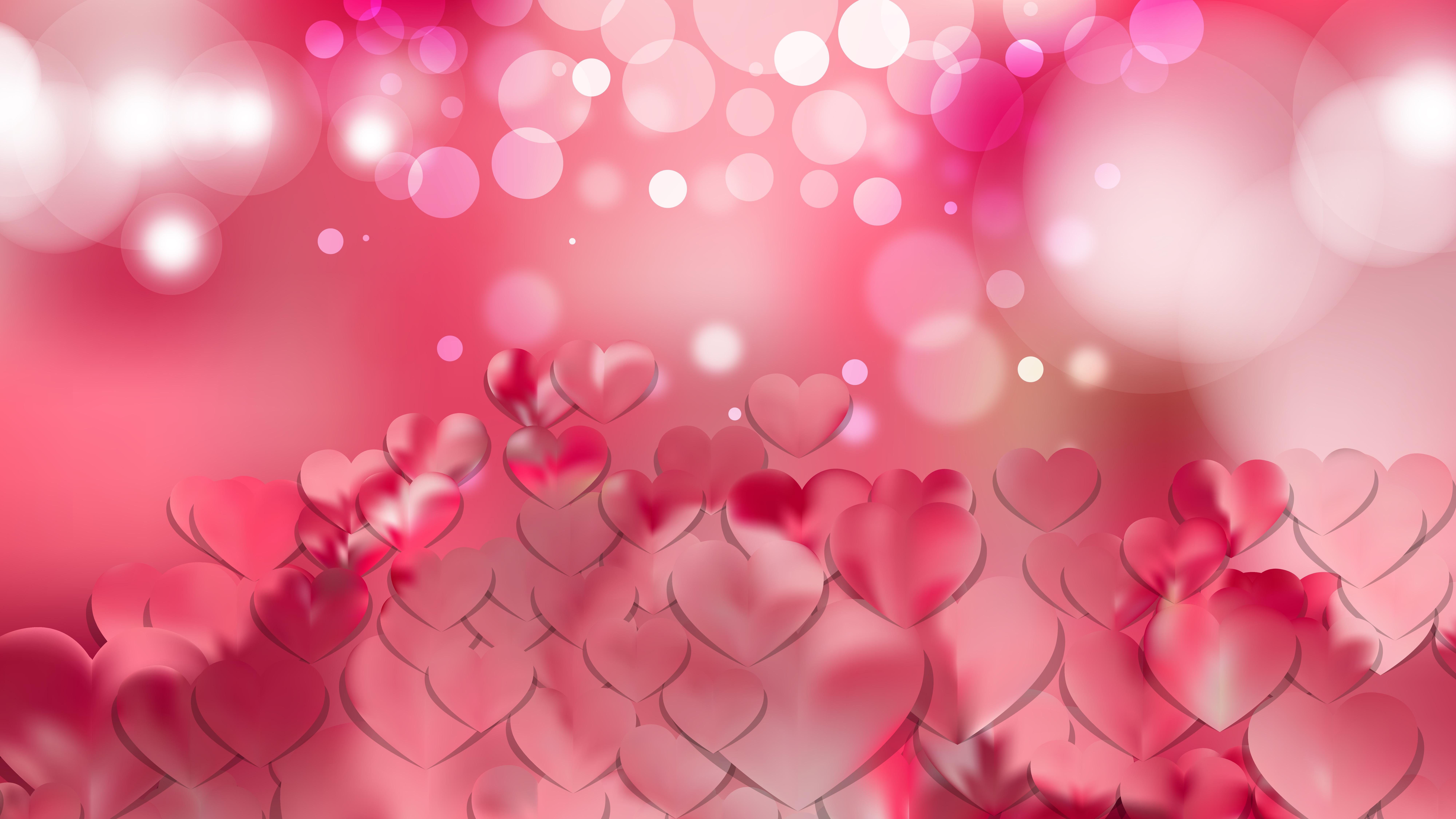 8000x4500 Free Pink Heart Wallpaper Background Vector Illustration
