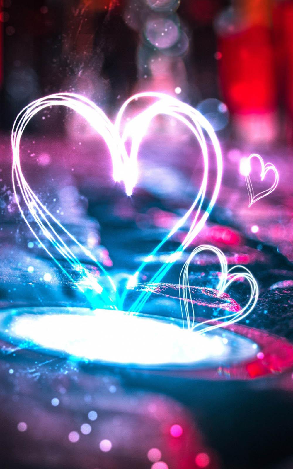 1000x1600 Heart Shape Lights HD Mobile Wallpaper Wallpaper Neon HD Wallpaper