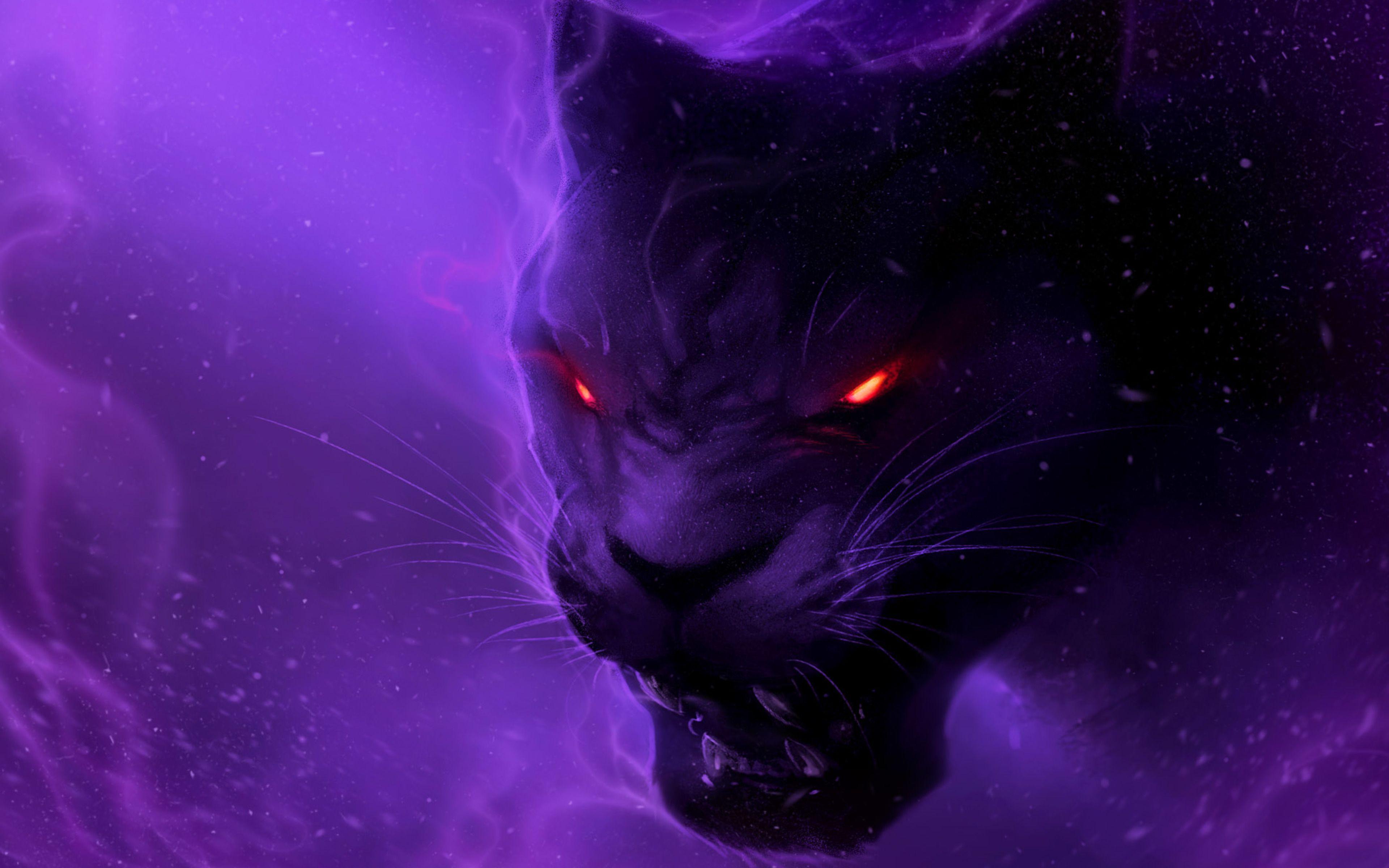3840x2400 Neon Panther Animal Wallpaper