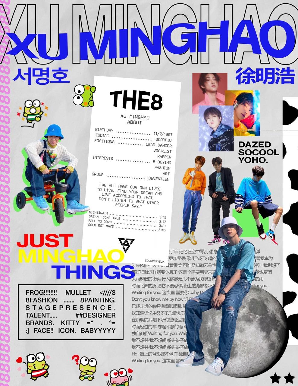 989x1280 svt seventeen the8 kpop minghao xu magazine aesthetic prints print collage background carrd design chinese