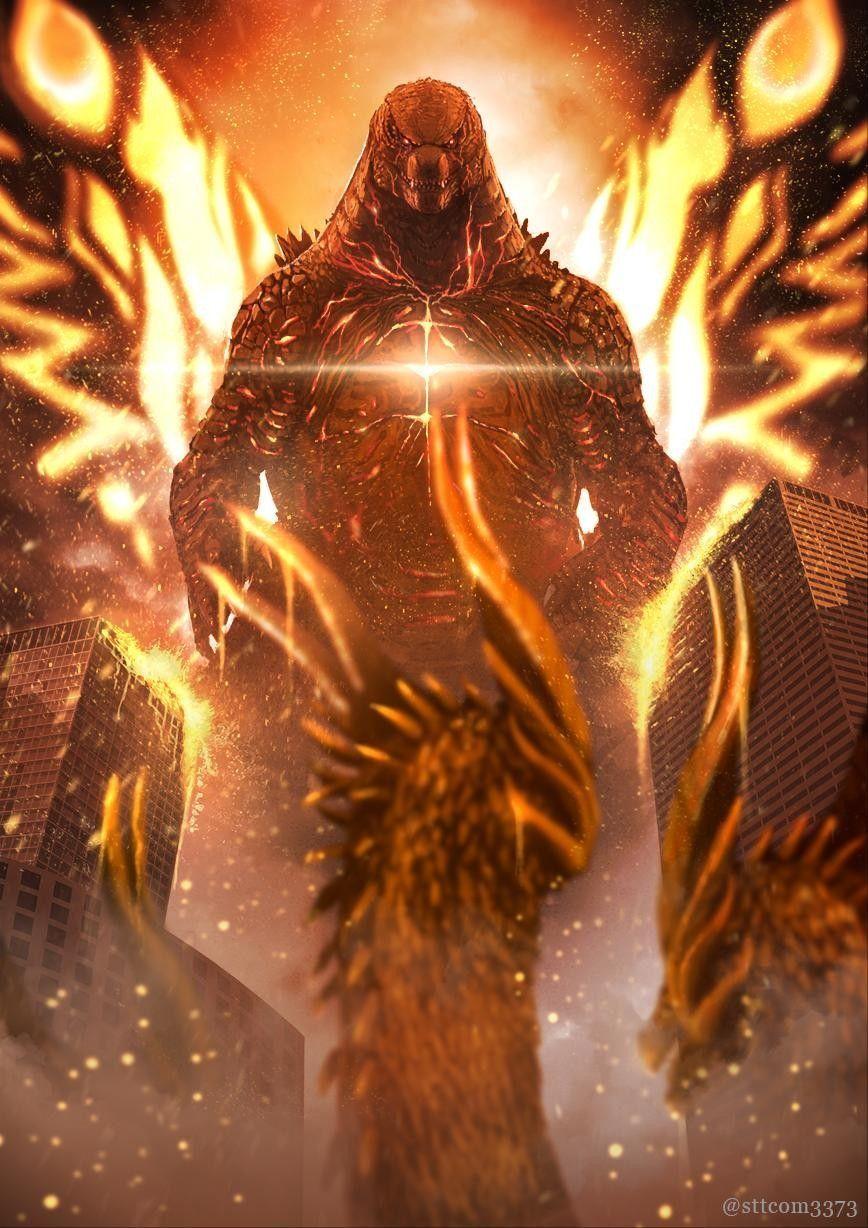 868x1228 Burning Godzilla HD Android Wallpaper