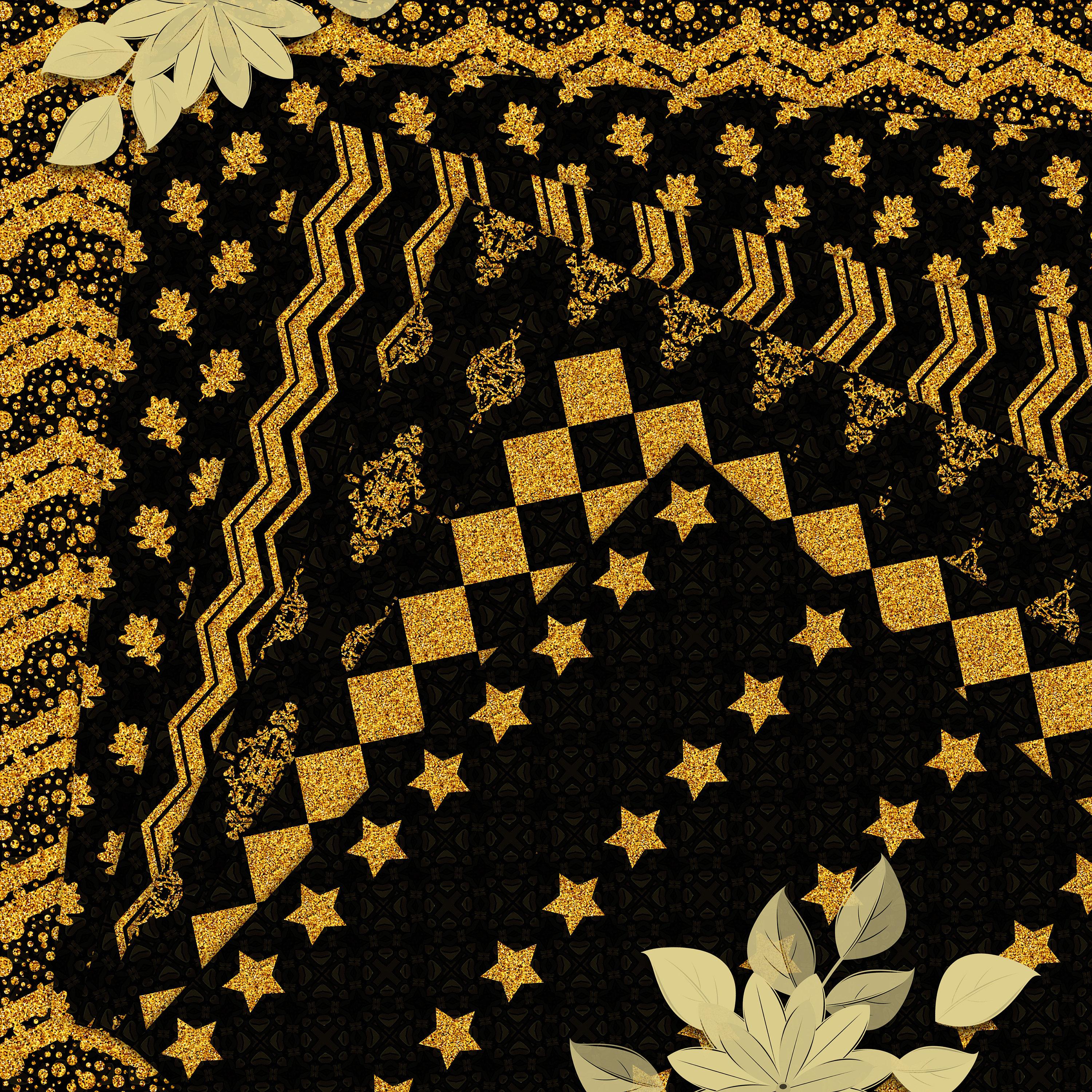 3000x3000 Golden Black Glitter Wall Paper, Digital Scrapbook Paper, Fantasy Gold Wedding Patterns, Black Gold Vintage Festive