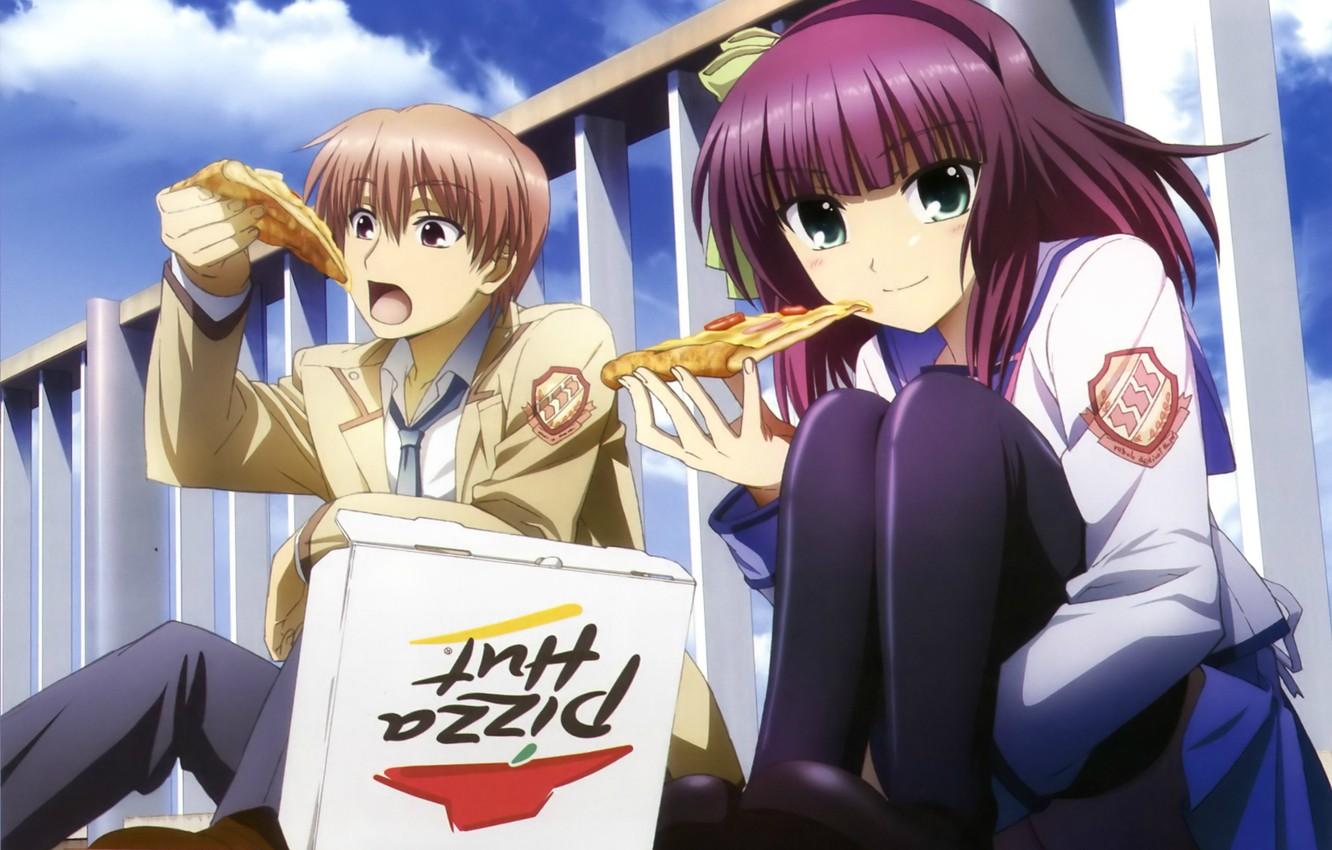 1332x850 Wallpaper box, form, pizza, angel beats, yuri nakamura, yuzuru otonashi image for desktop, section прочее