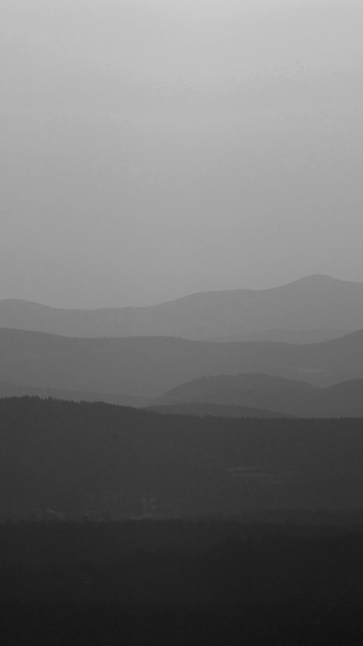 1242x2208 iPhone wallpaper. mountain silhouette dark bw morning nature