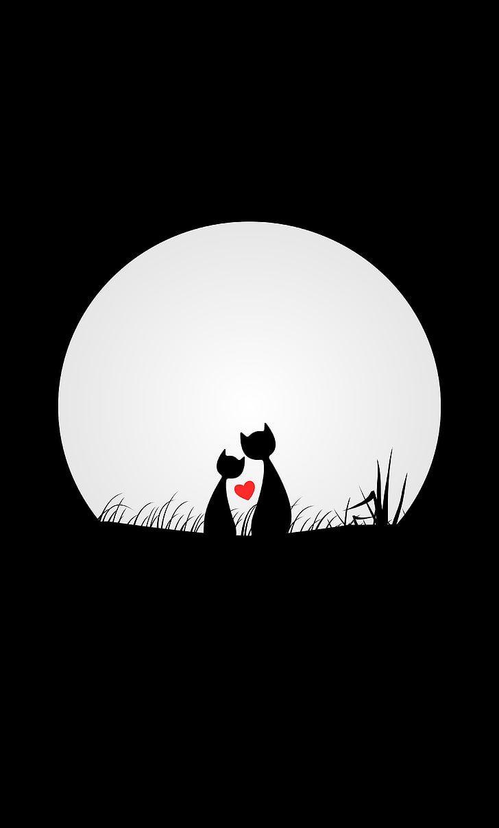 728x1208 Black Cat Moon Wallpaper