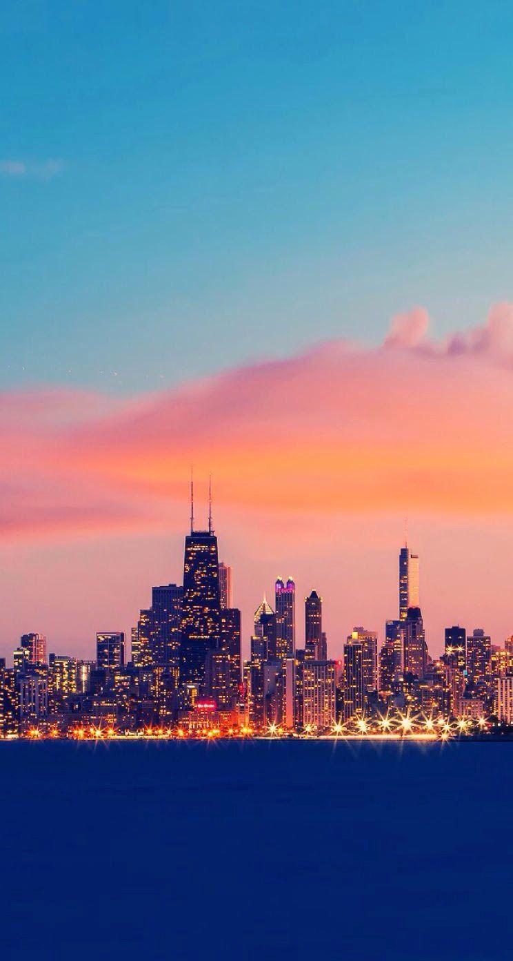 744x1392 Chicago Sunset Wallpaper, HD Chicago Sunset Background on WallpaperBat