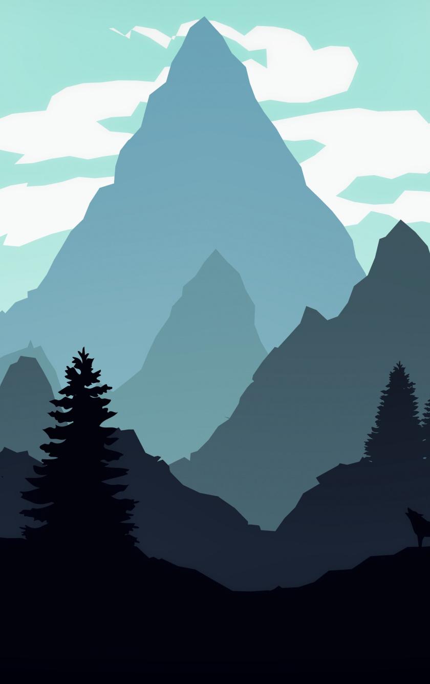 840x1336 Download Silhouette, mountains, forest, digital art wallpaper, 840x iPhone iPhone 5S, iPhone 5C, iPod Touch