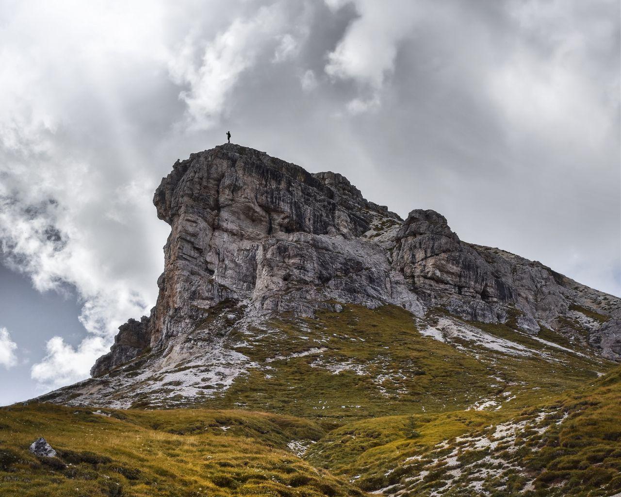 1280x1024 Download wallpaper 1280x1024 mountain, silhouette, peak, dolomites standard 5:4 HD background