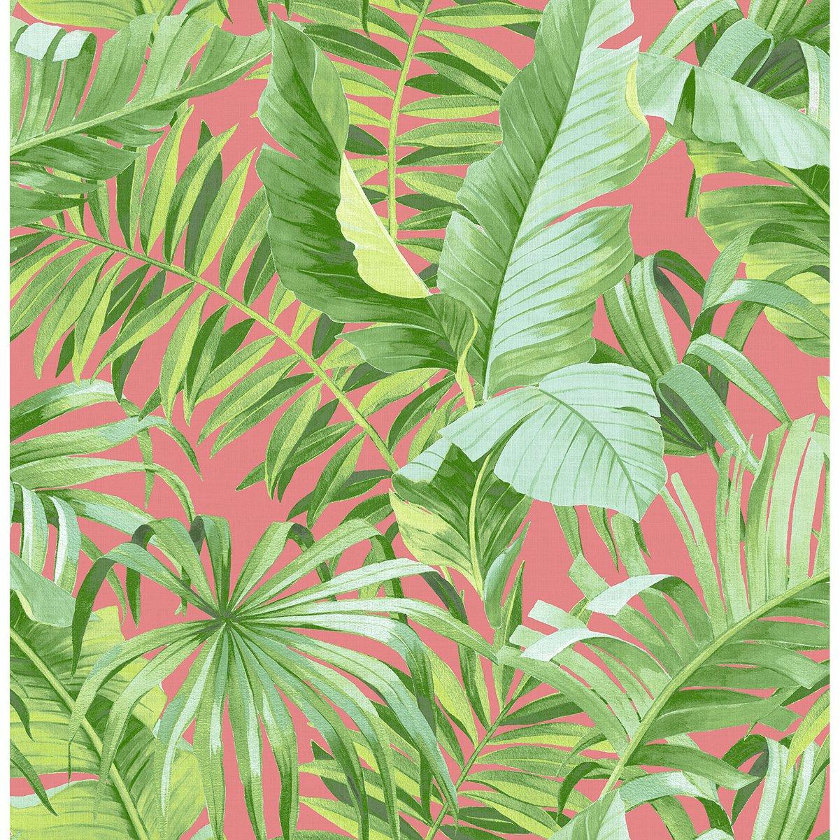 1201x1201 Alfresco Tropical Palm Wallpaper in Coral from the Pacifica Collection