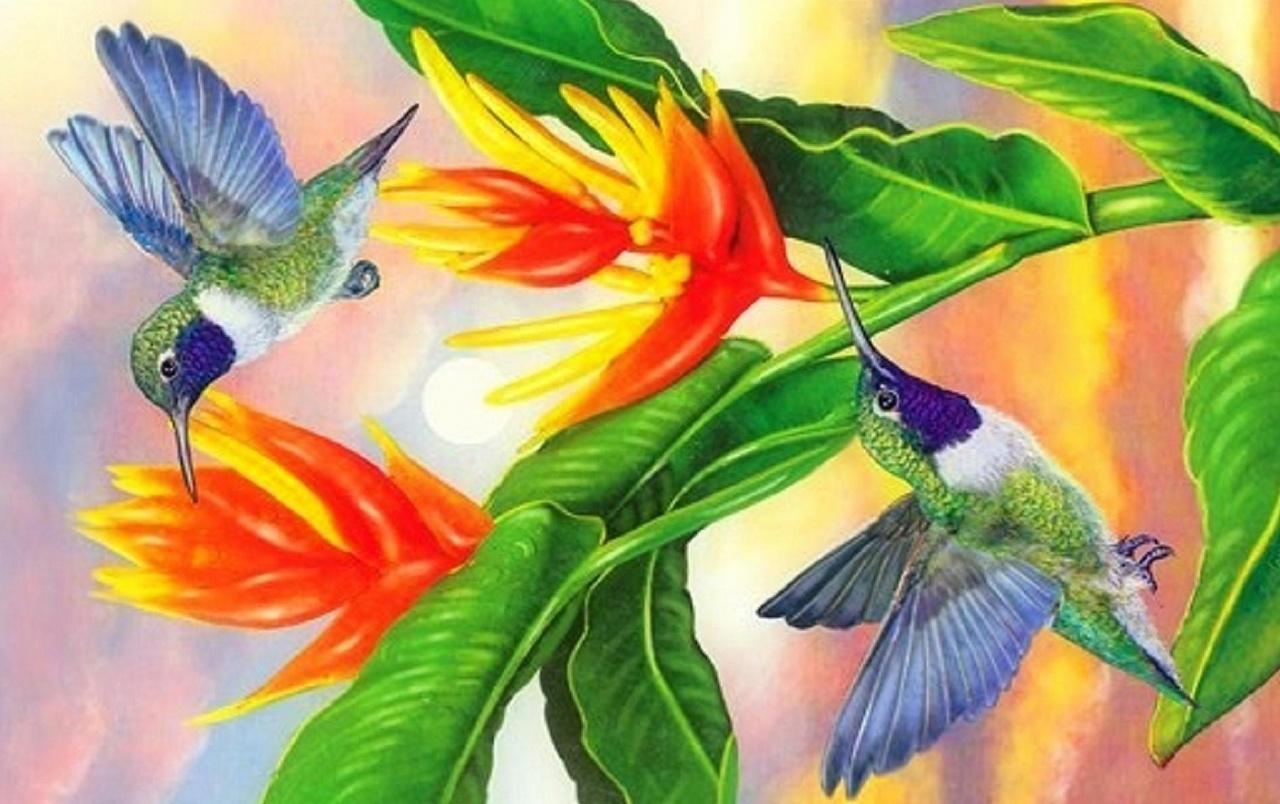 1280x804 Hummys & Golden Heliconia wallpaper. Hummys & Golden Heliconia