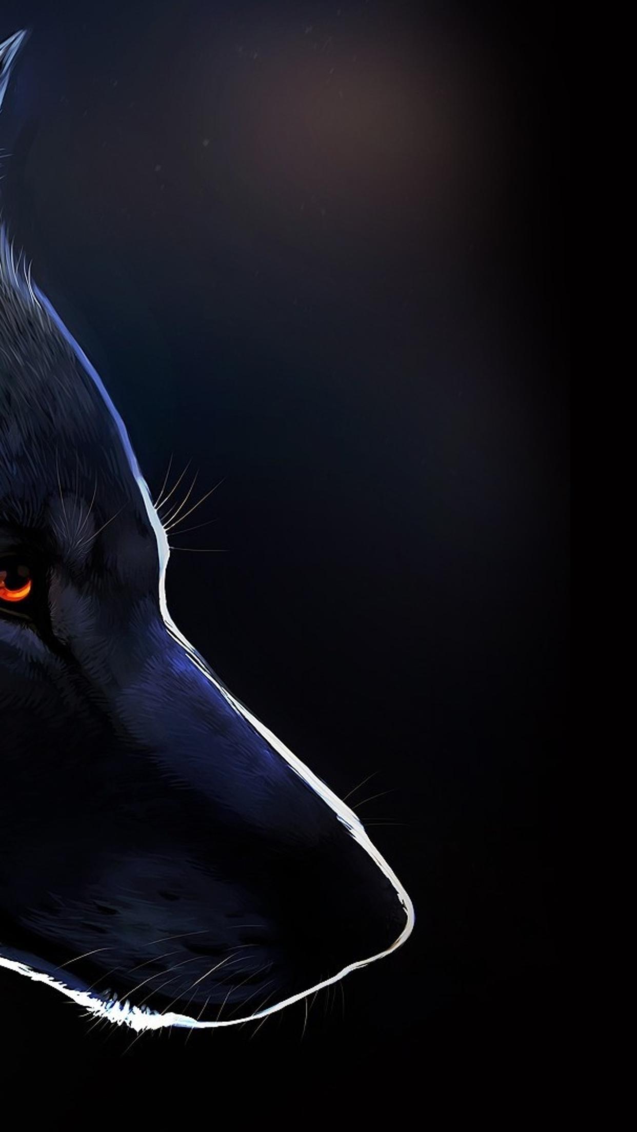 1242x2208 Black wolf drawing creative wallpaper