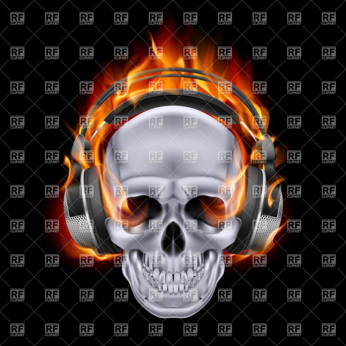 1200x1200 Skull with Headphones Wallpaper