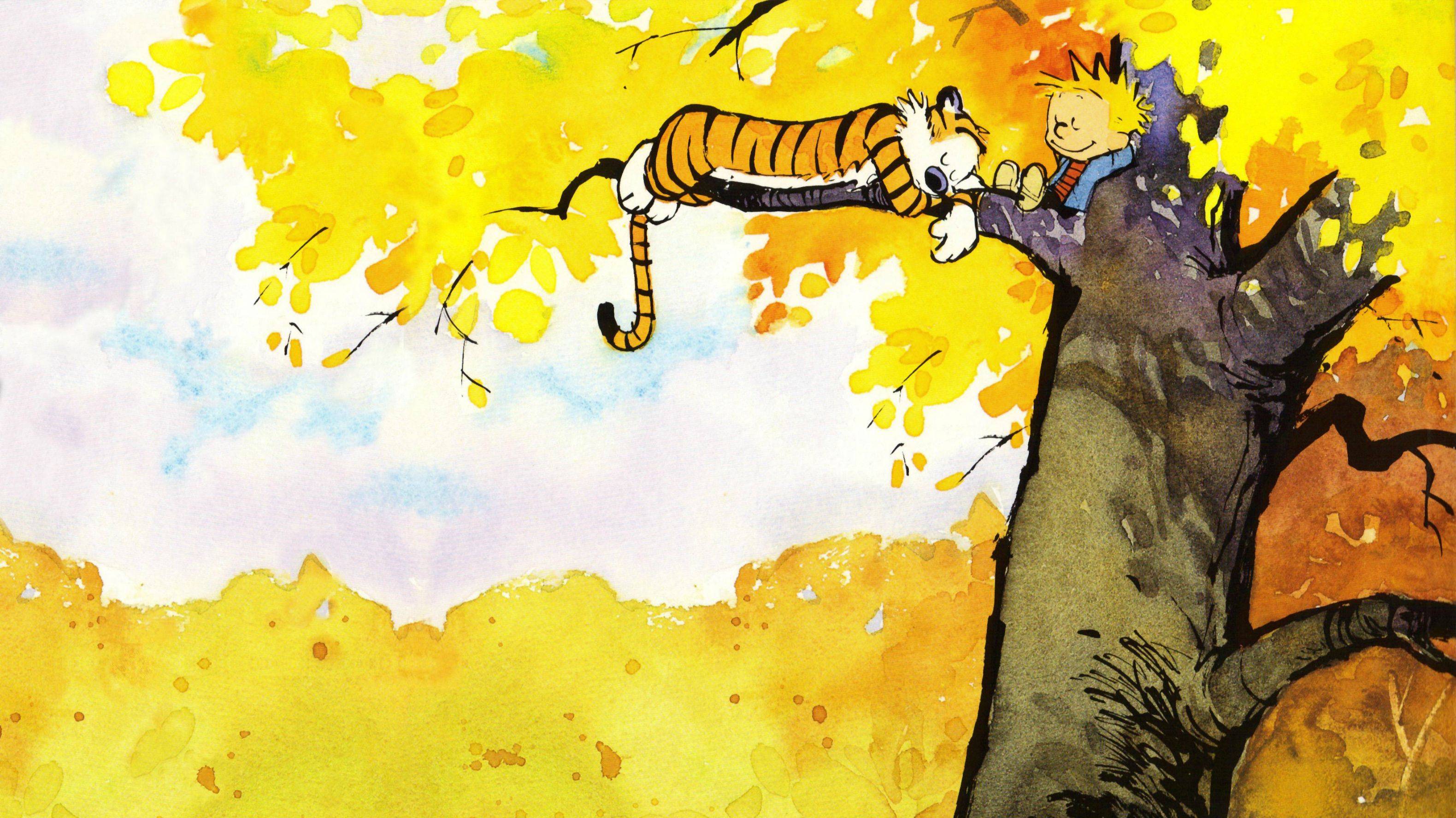 3159x1776 Cute Calvin and Hobbes Wallpaper