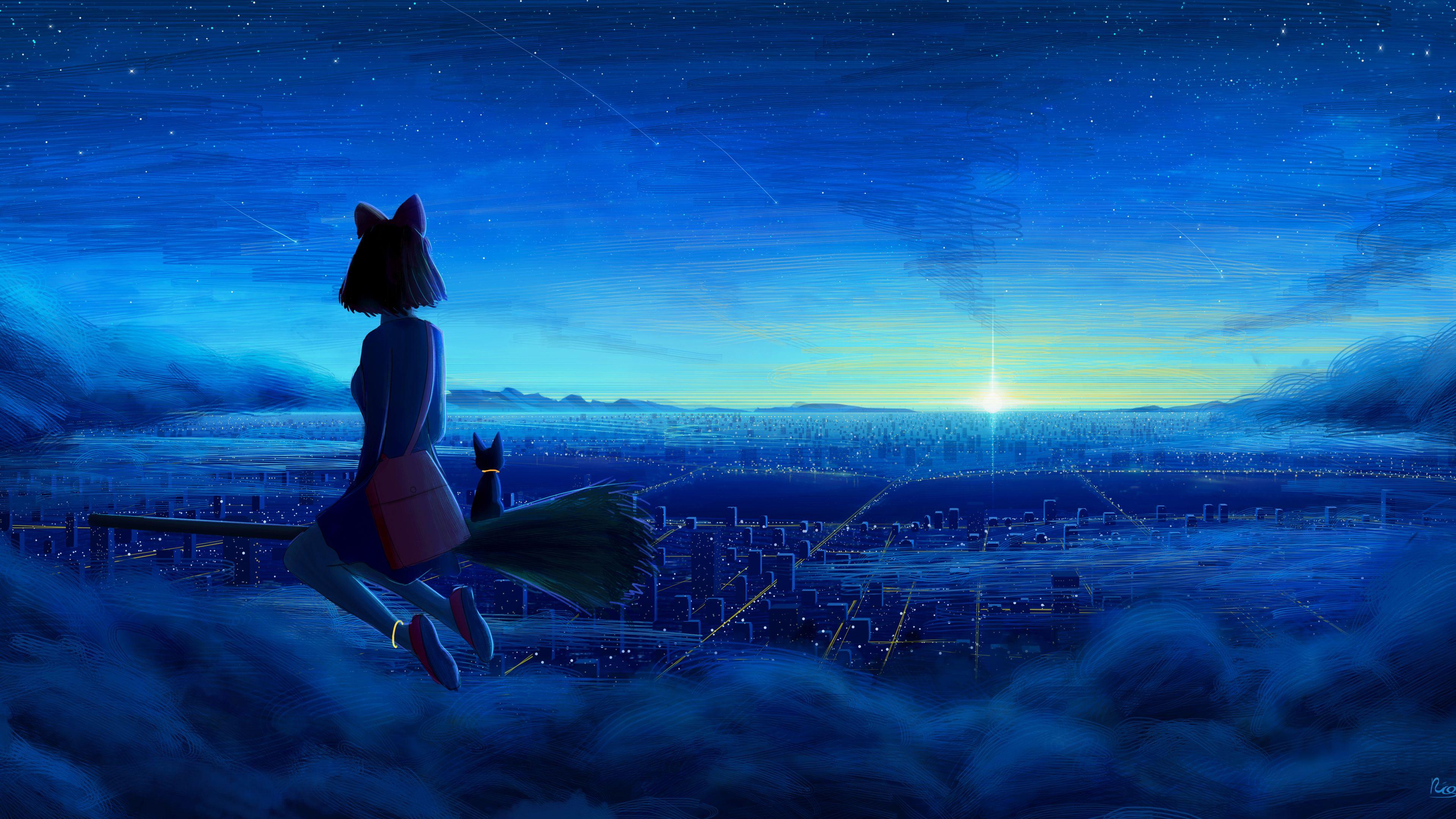 3840x2160 Ghibi Kiki Cityscape Fanart 4k Hd Wallpaper, Digital Art Wallpaper, Wallpaper, Cityscape Wallpaper. Cityscape Wallpaper, Fantasy Art, Art Wallpaper