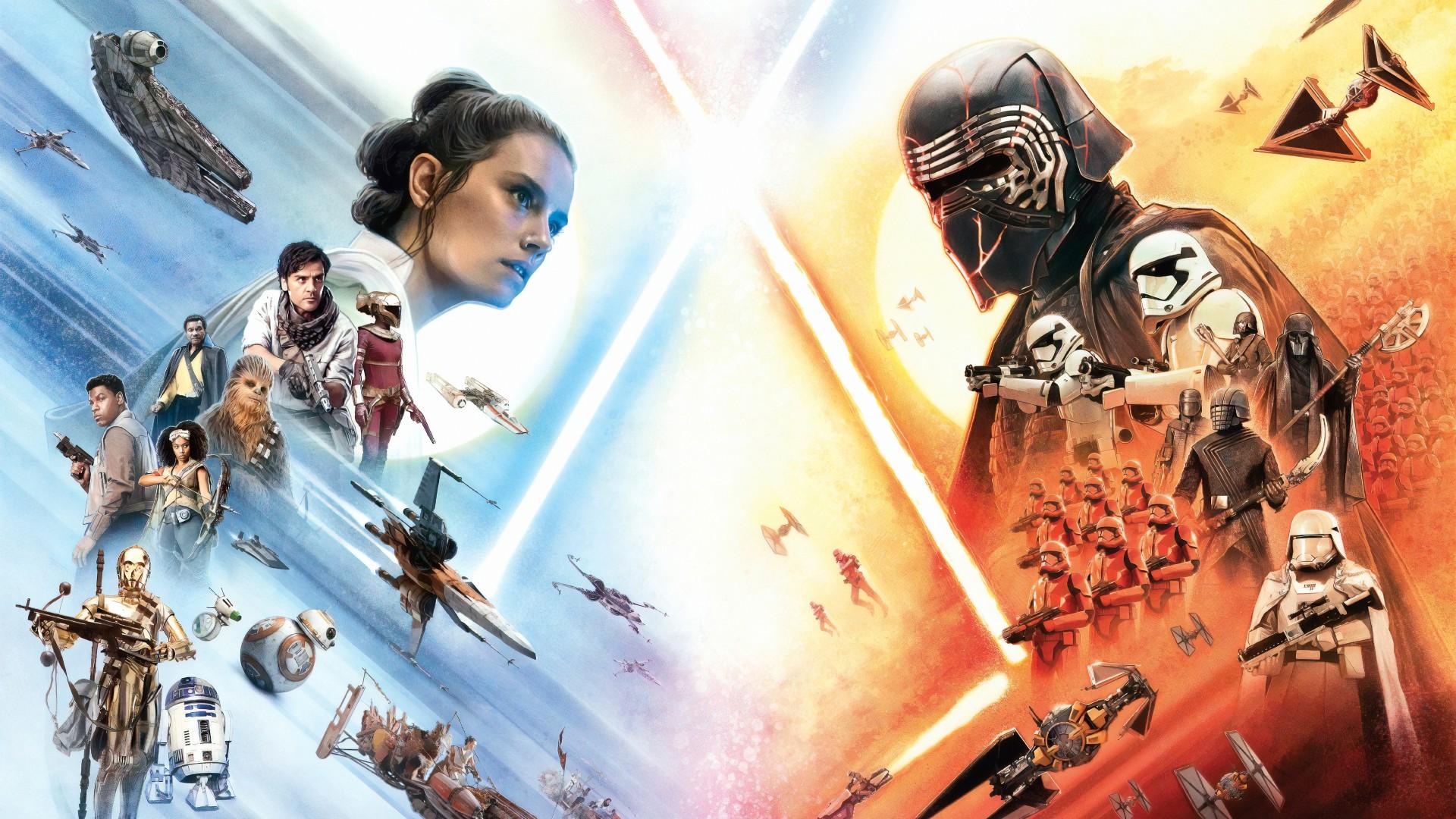 1920x1080 star wars the rise of skywalker stormtrooper zorii bliss chewbacca finn kylo ren lando calrissian poe dameron rey 4k HD movies Wallpaper