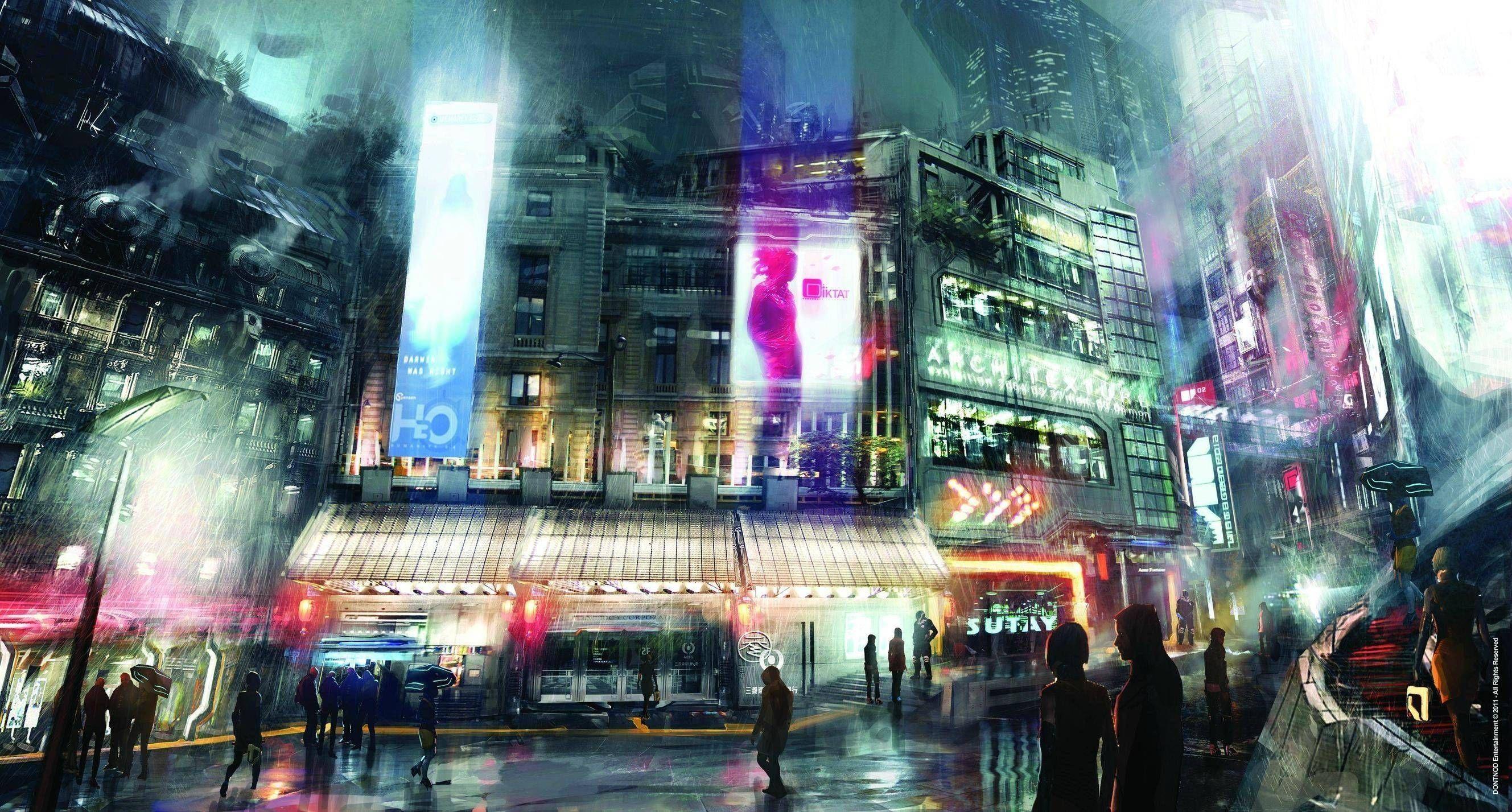 2657x1427 City Japan Anime Wallpaper