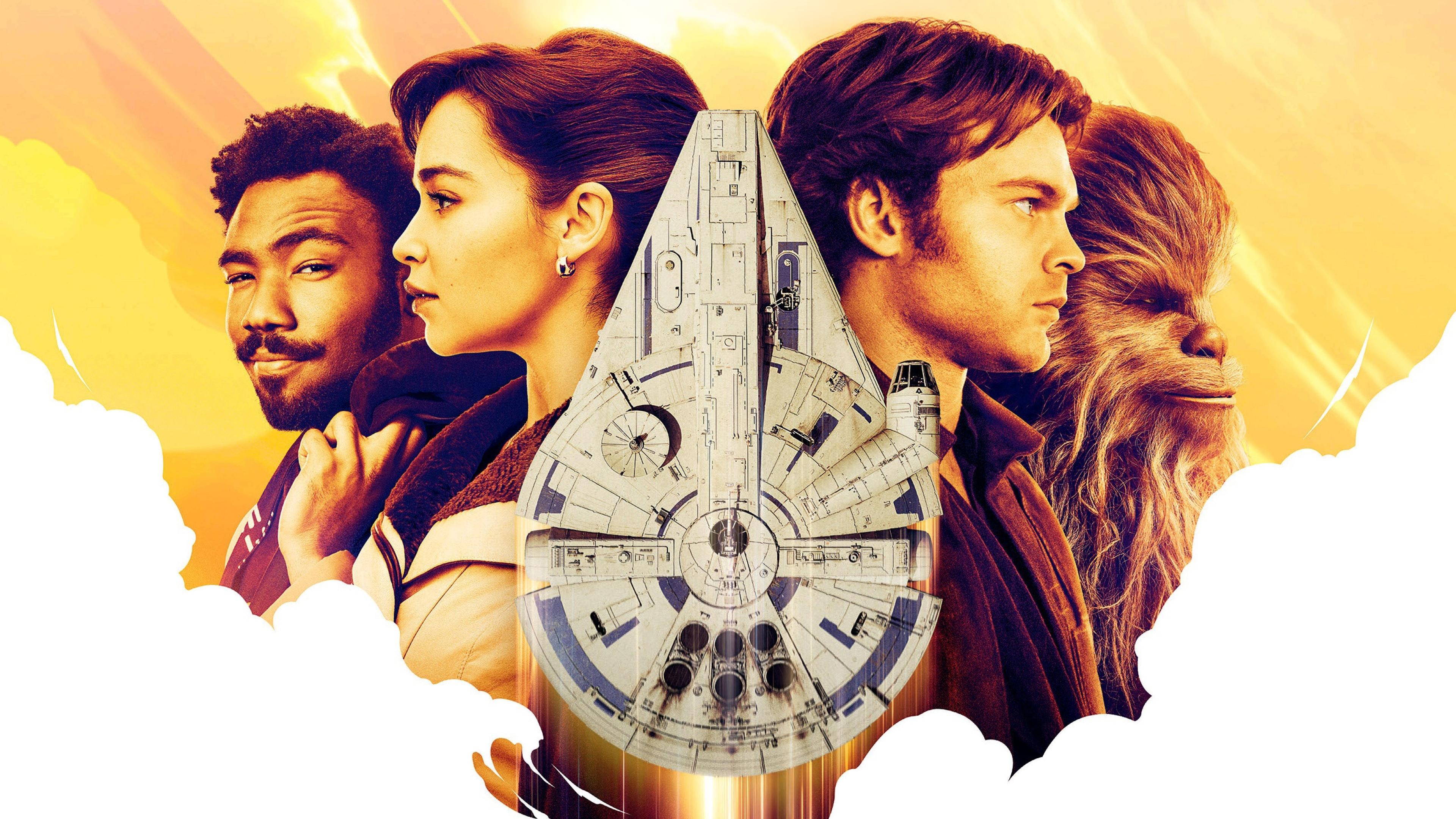 3840x2160 Solo: A Star Wars Story Millennium Falcon Qi'ra Han Solo Chewbacca 4K