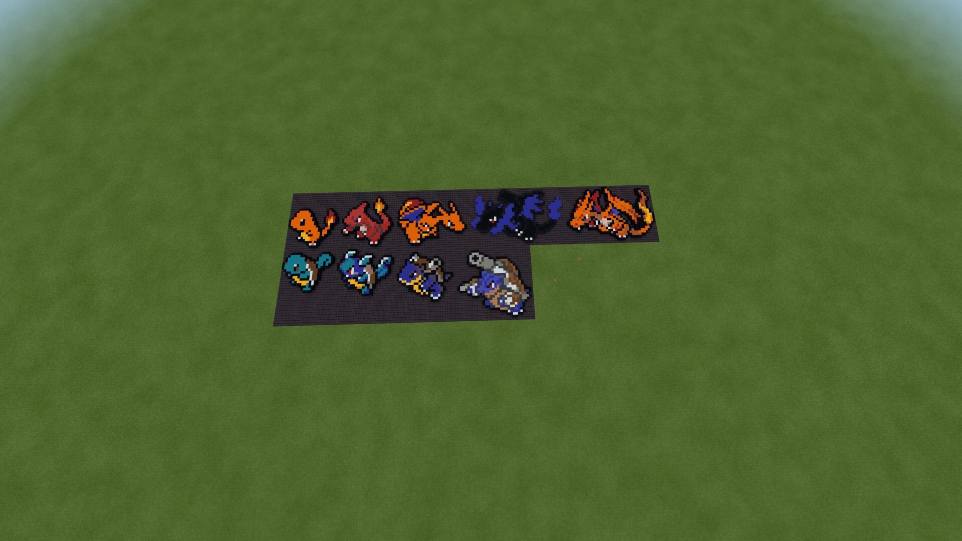 1920x1080 Squirtle evolution line pixel art in Minecraft completed! Bulbasaur coming up next!
