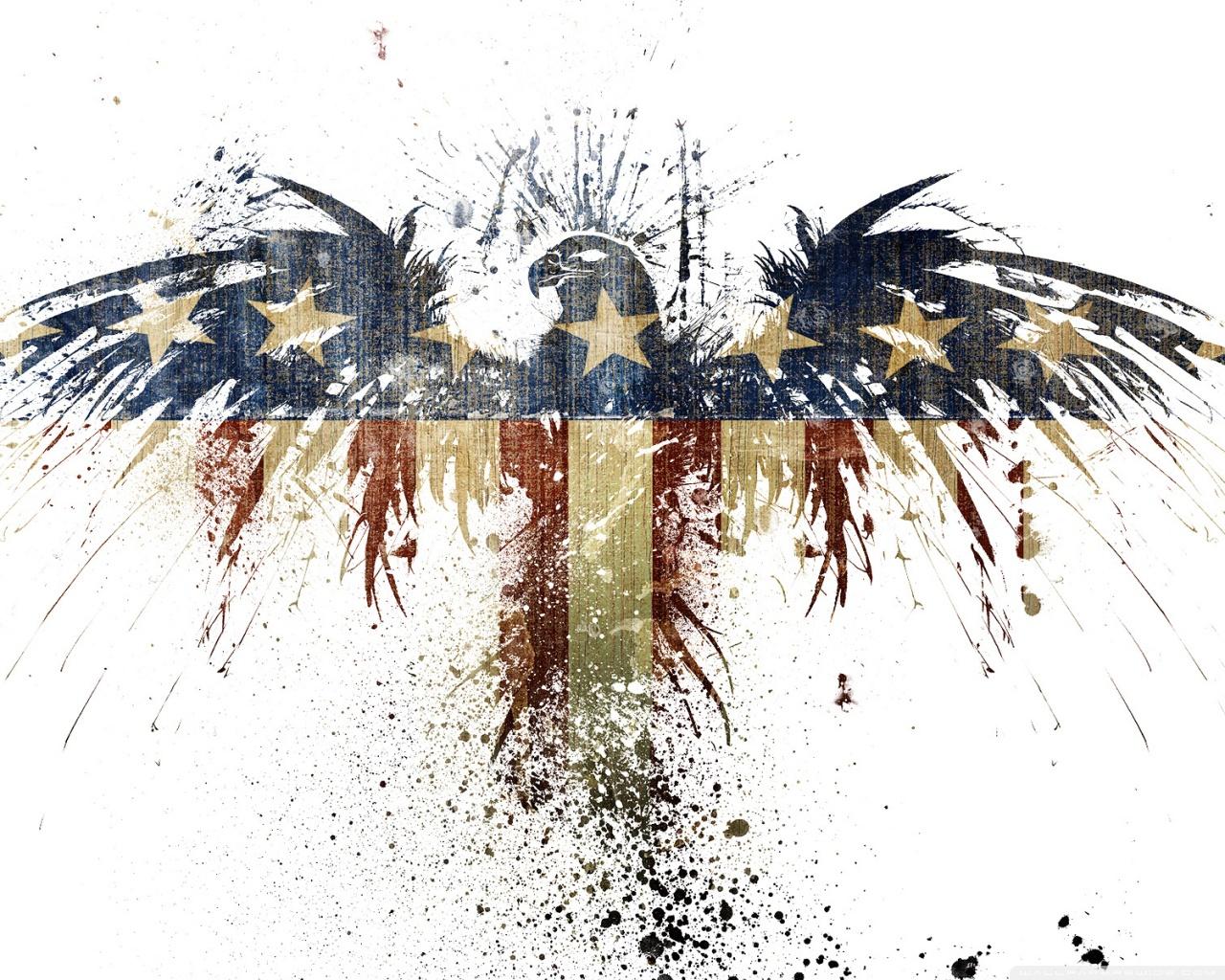 1280x1024 Eagle American Flag Art