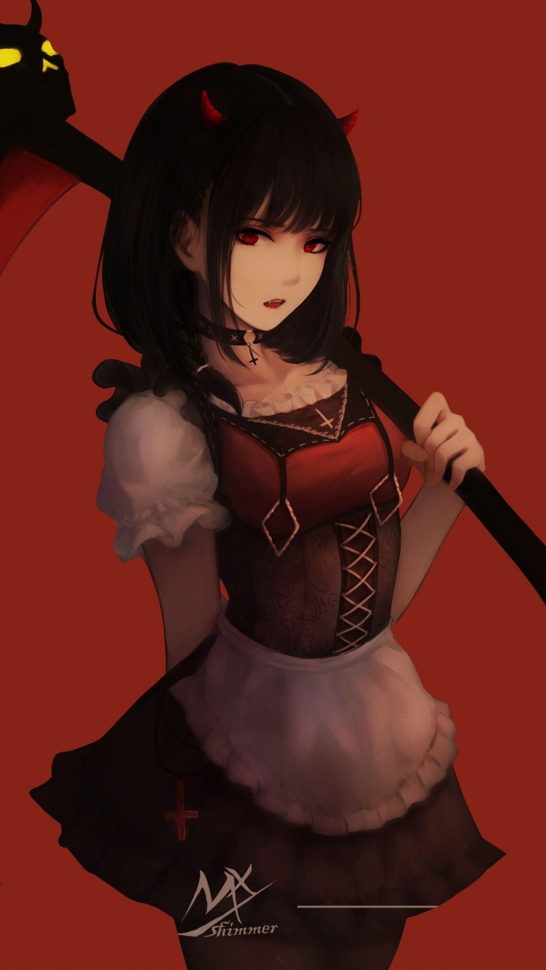 1080x1920 Red eyes girl, reaper, anime, art, 1080x1920 wallpaper. Wallpaper, Free HD wallpaper, Anime