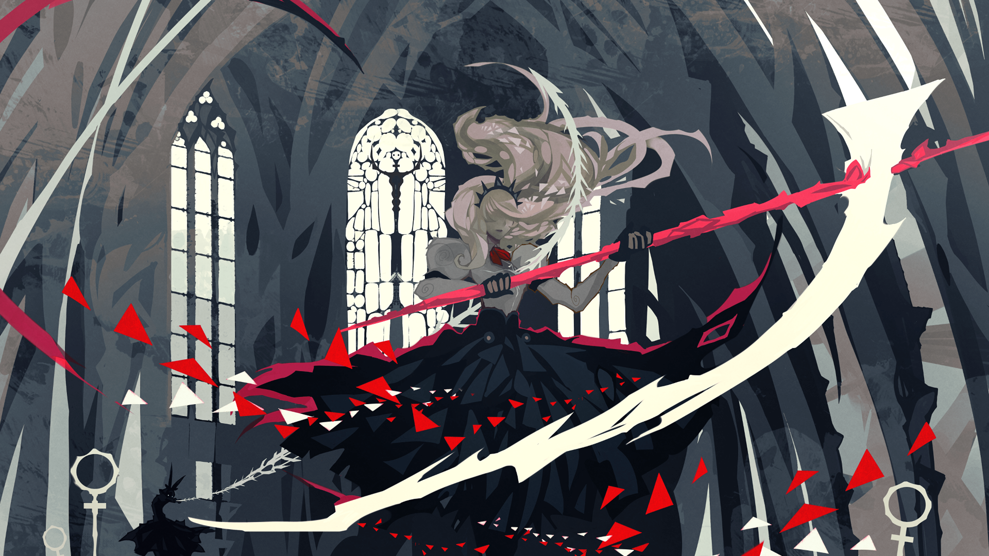 3840x2160 Download 3840x2160 Anime Girl, Dress, Monochrome, Reaper, Scythe Wallpaper for UHD TV