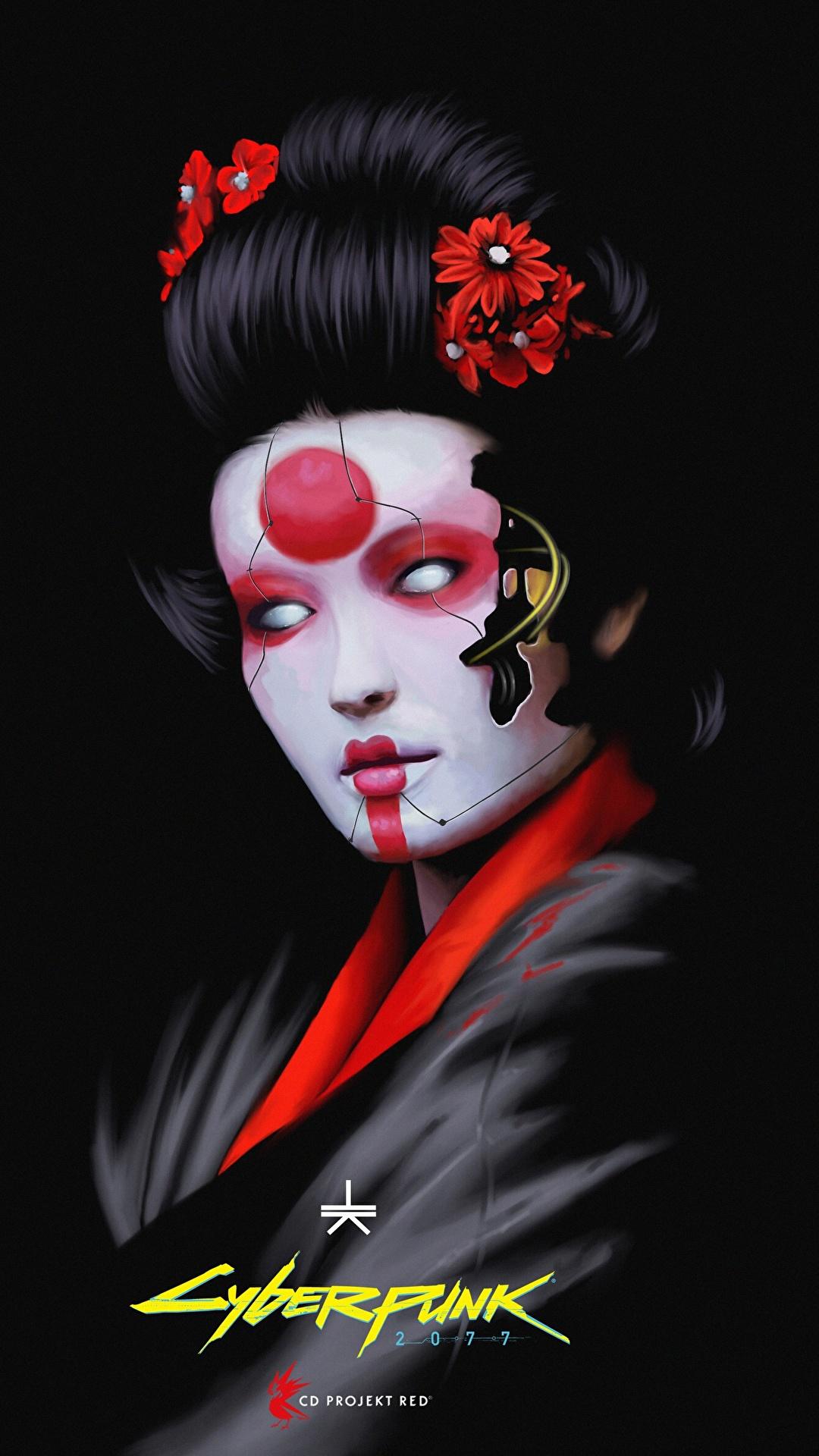 1080x1920 Picture Cyberpunk 2077 Robot by Tobias Kropp Geisha Girls 1080x1920