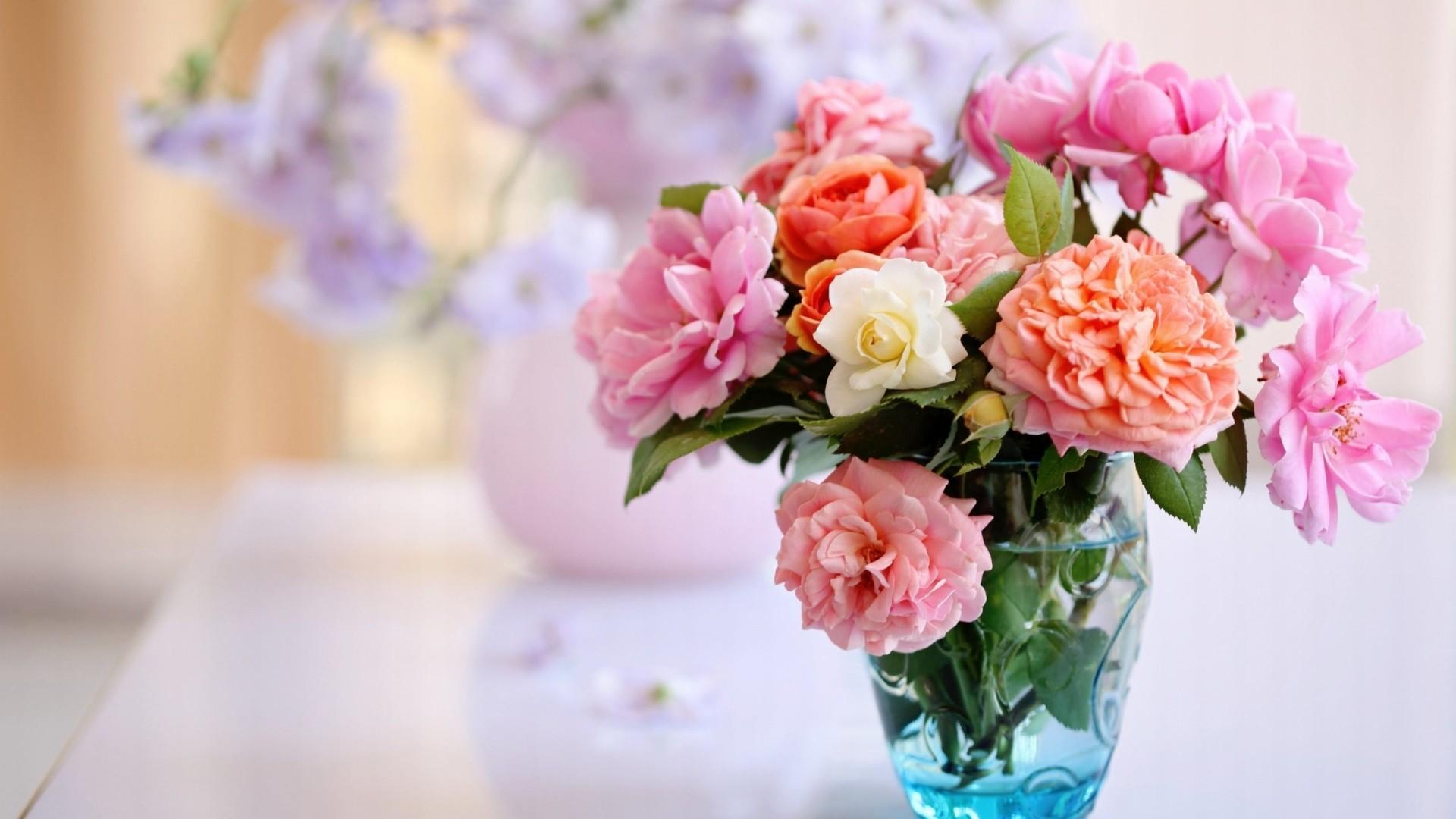 1920x1080 Spring Flowers in Vase HD Wallpaper