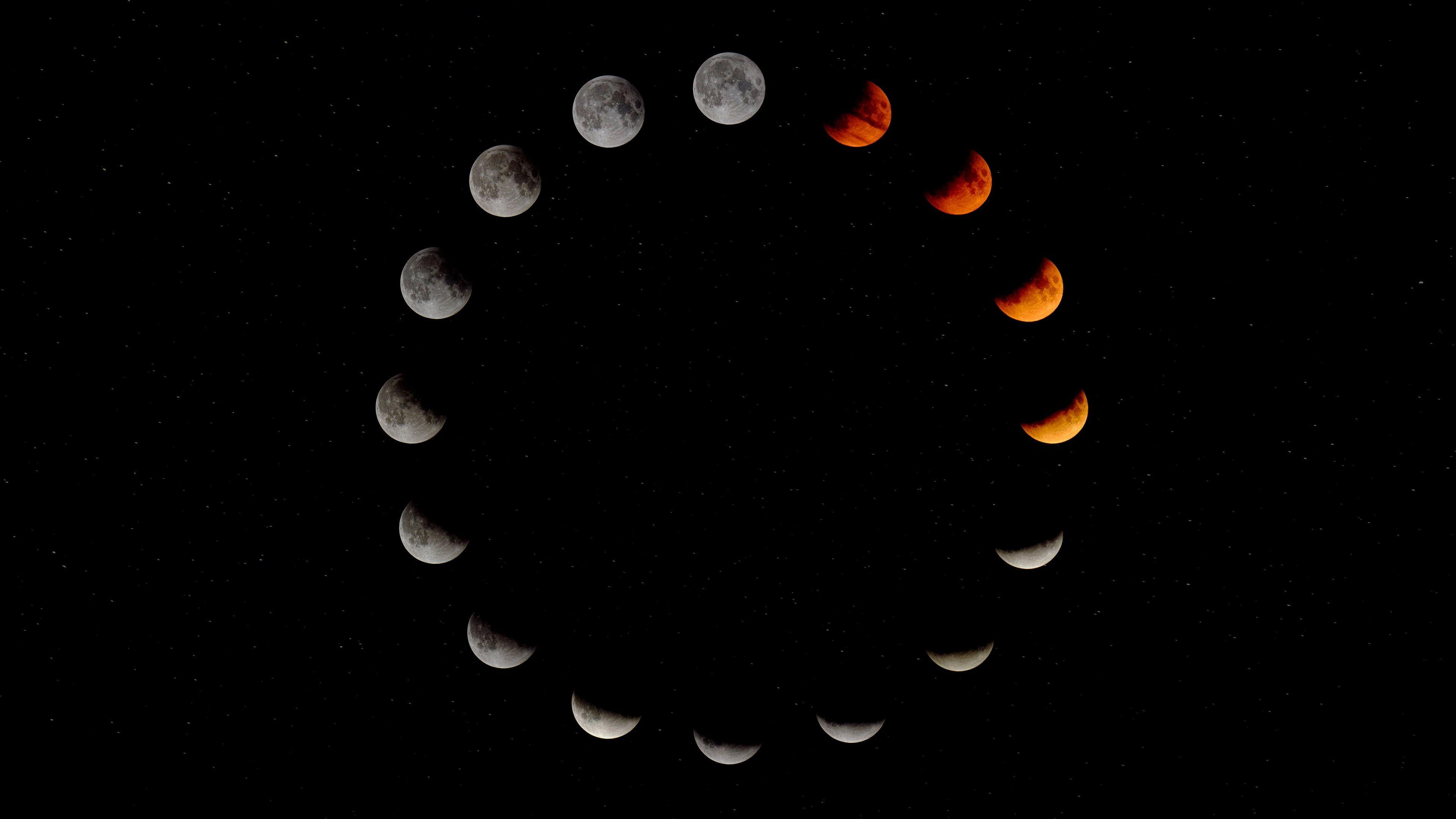 3840x2160 Moon #space #stars #circle Red moon moon phases K #wallpaper #hdwallpaper #desktop. Red moon, Wallpaper, Moon phases