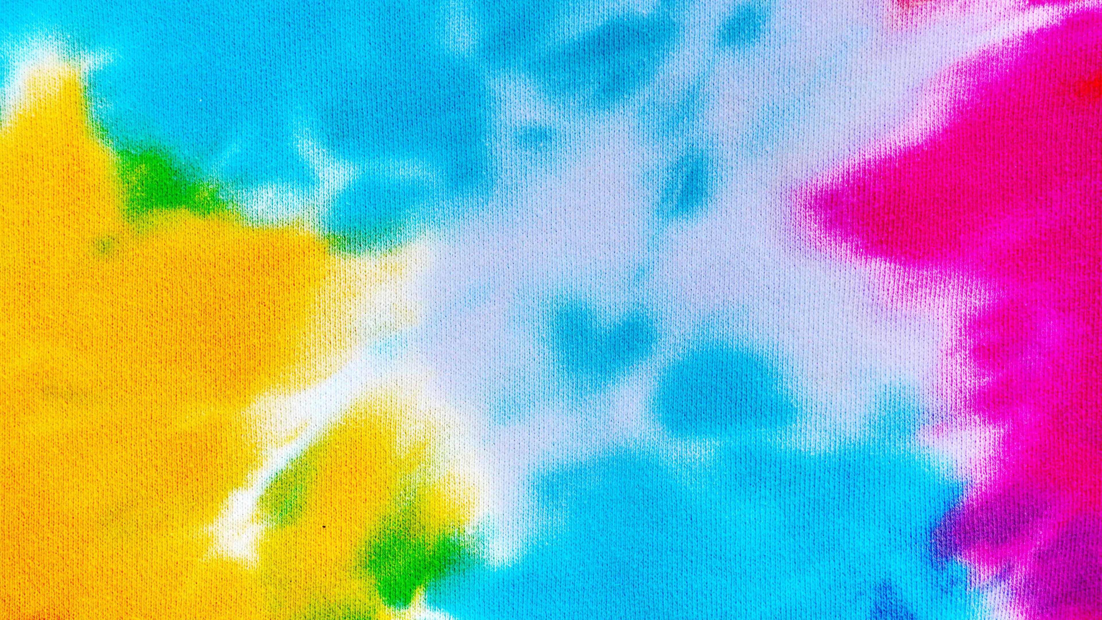 3840x2160 Yellow Sky Blue And Dark Pink 4K HD Tie Dye Wallpaper