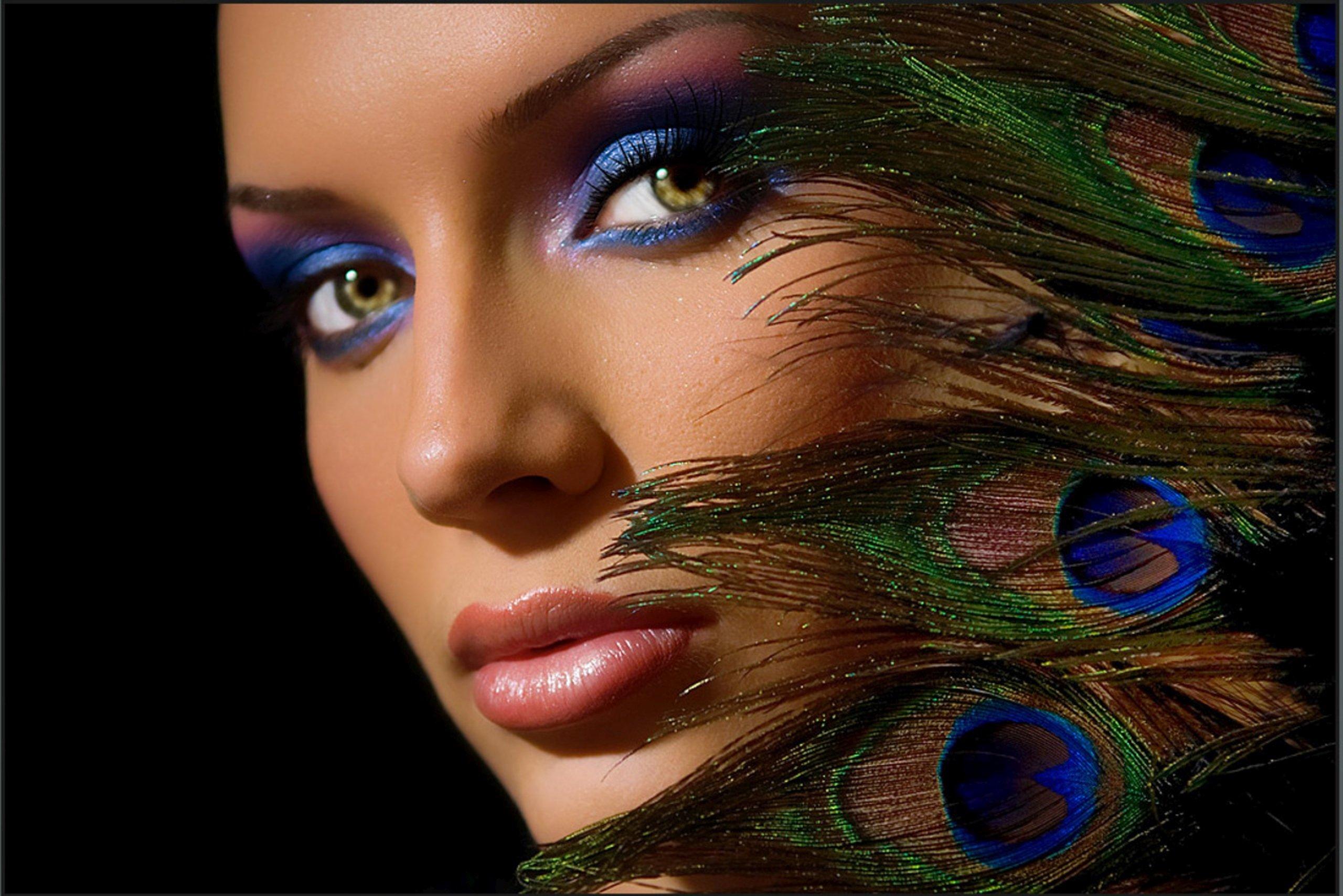 2560x1708 lovely, Delicate, Black, Harmony, Nice, Beautiful, Woman, Tender, Makeup, Elegantly, Amazing, Blue, Pretty, Peacock, Feathers, , Beauty, Female, Lady, Hot, Cool, Girl, Face, Model, Feathers, Great, Photograp Wallpaper HD / Desktop and