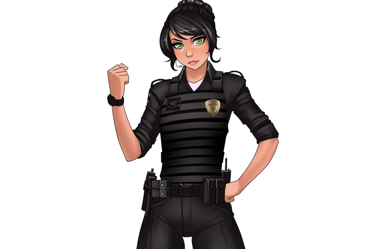 1332x850 Wallpaper girl, icon, police, art, form, uniform, art, the vest image for desktop, section девушки
