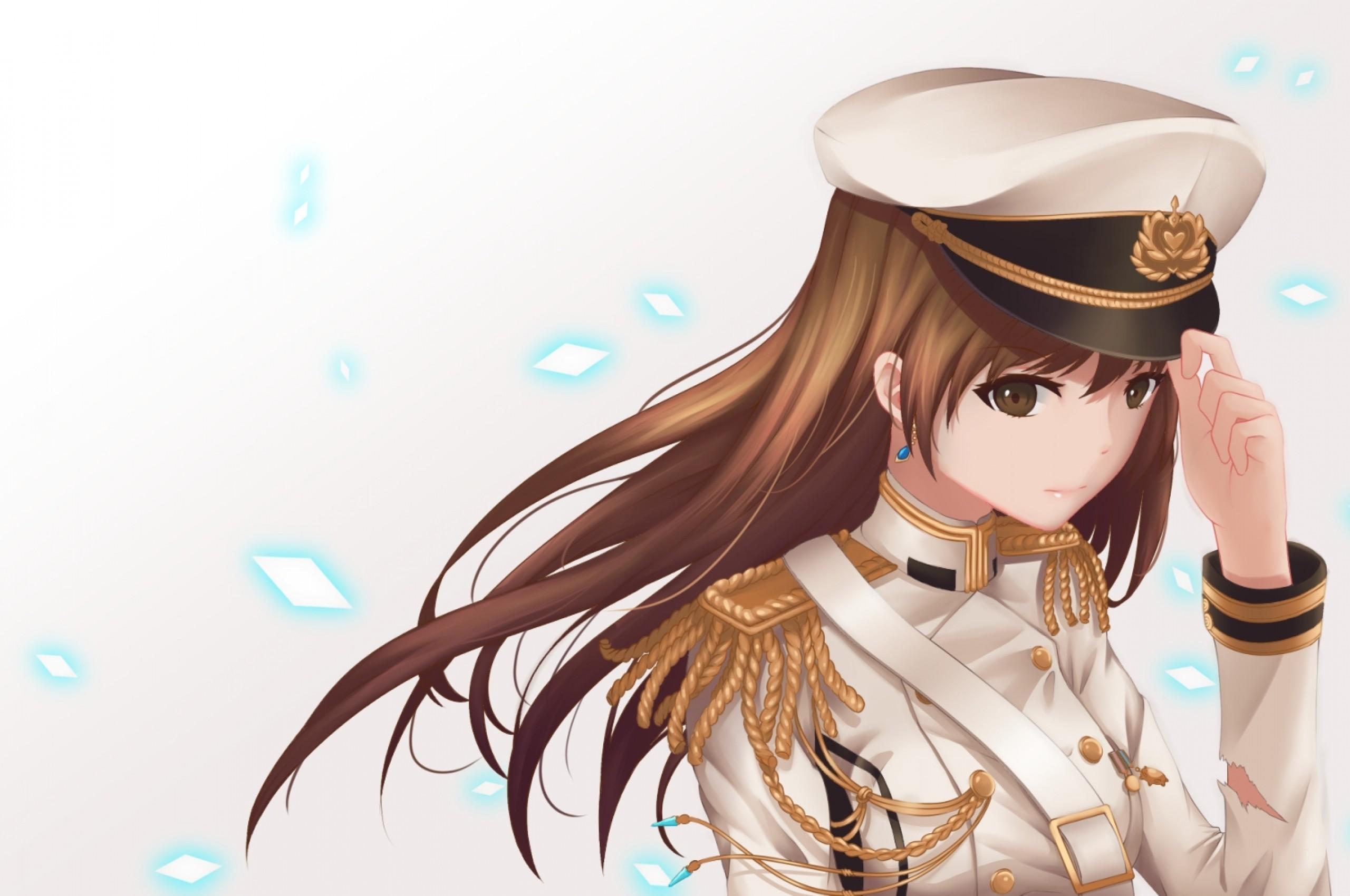 2560x1700 Download 2560x1700 Anime Girl, Military Uniform, Long Hair Wallpaper for Chromebook Pixel