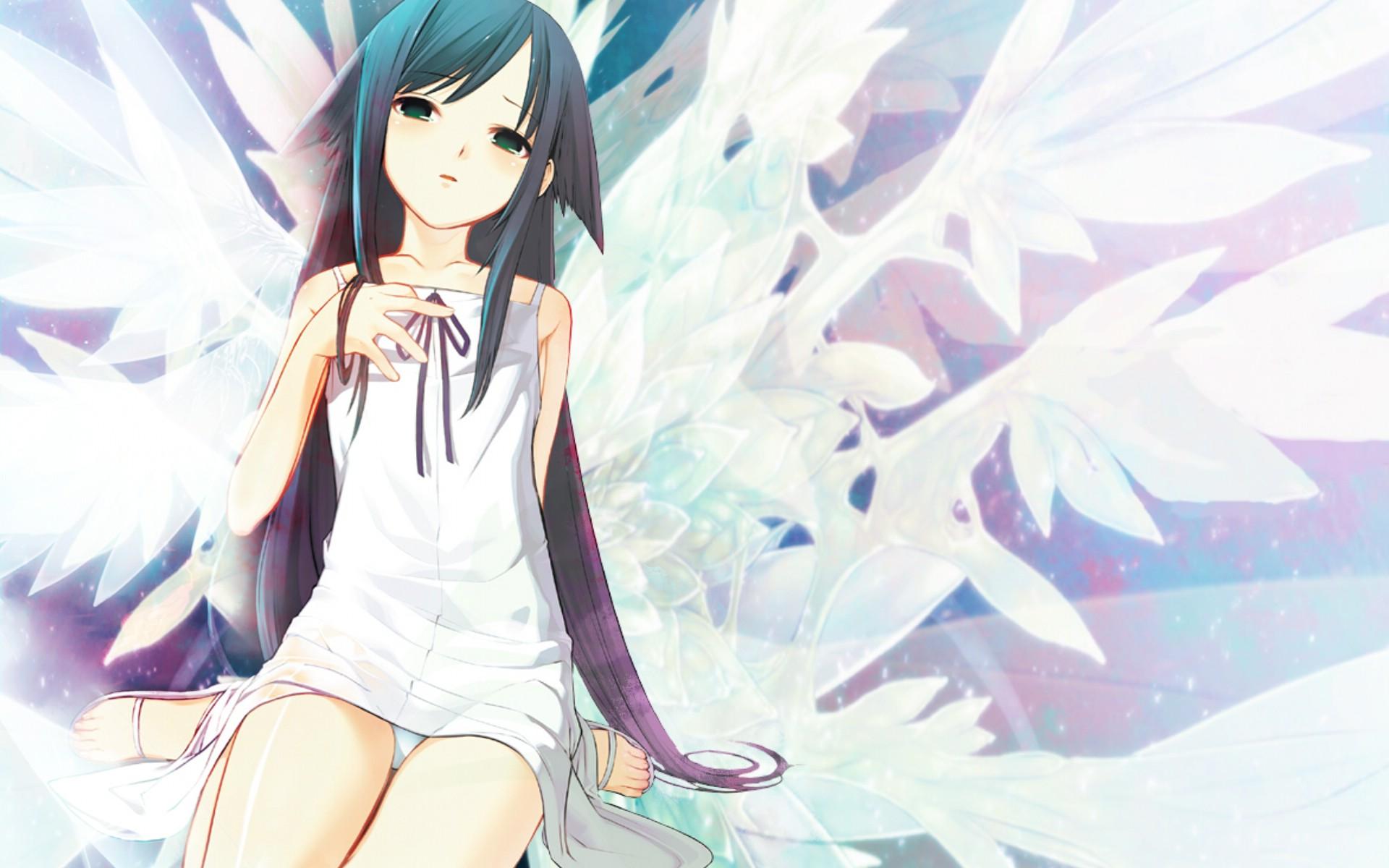 1920x1200 wings, Blue Hair, Blue Eyes, Sad, Saya No Uta, Saya, Loli, Anime Wallpaper HD / Desktop and Mobile Background