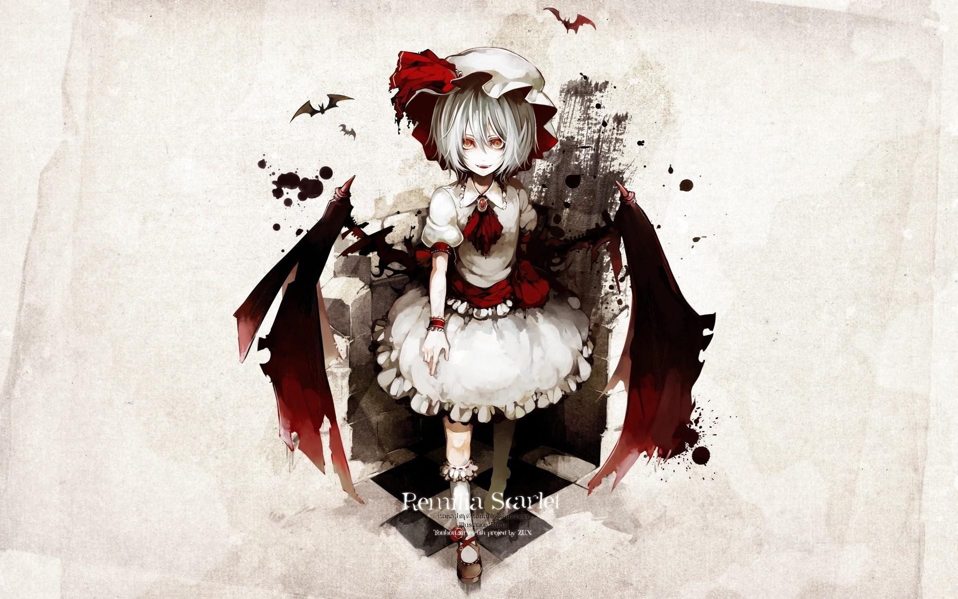 1920x1200 video games touhou skirts vampires red eyes lolicon flandre scarlet ribbon 1920x1200 wallpaper