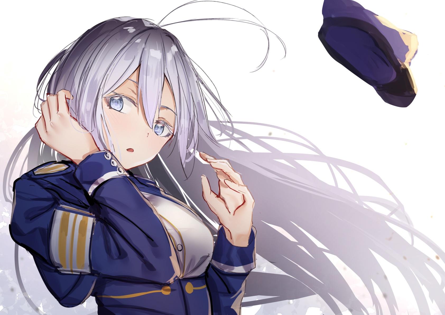 1684x1191 (anime) gray eyes gray hair hat long hair sketch tapioka (oekakitapioka) uniform vladilena millize. konachan.com.com Anime Wallpaper