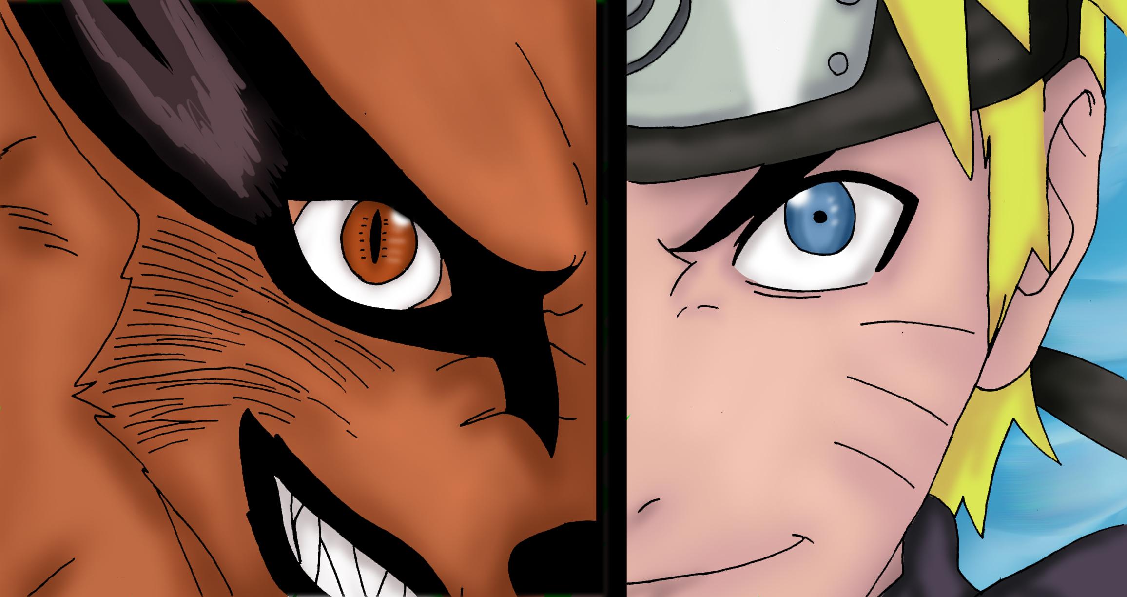 2312x1224 Naruto Uzumaki, Kurama (Naruto) wallpaper