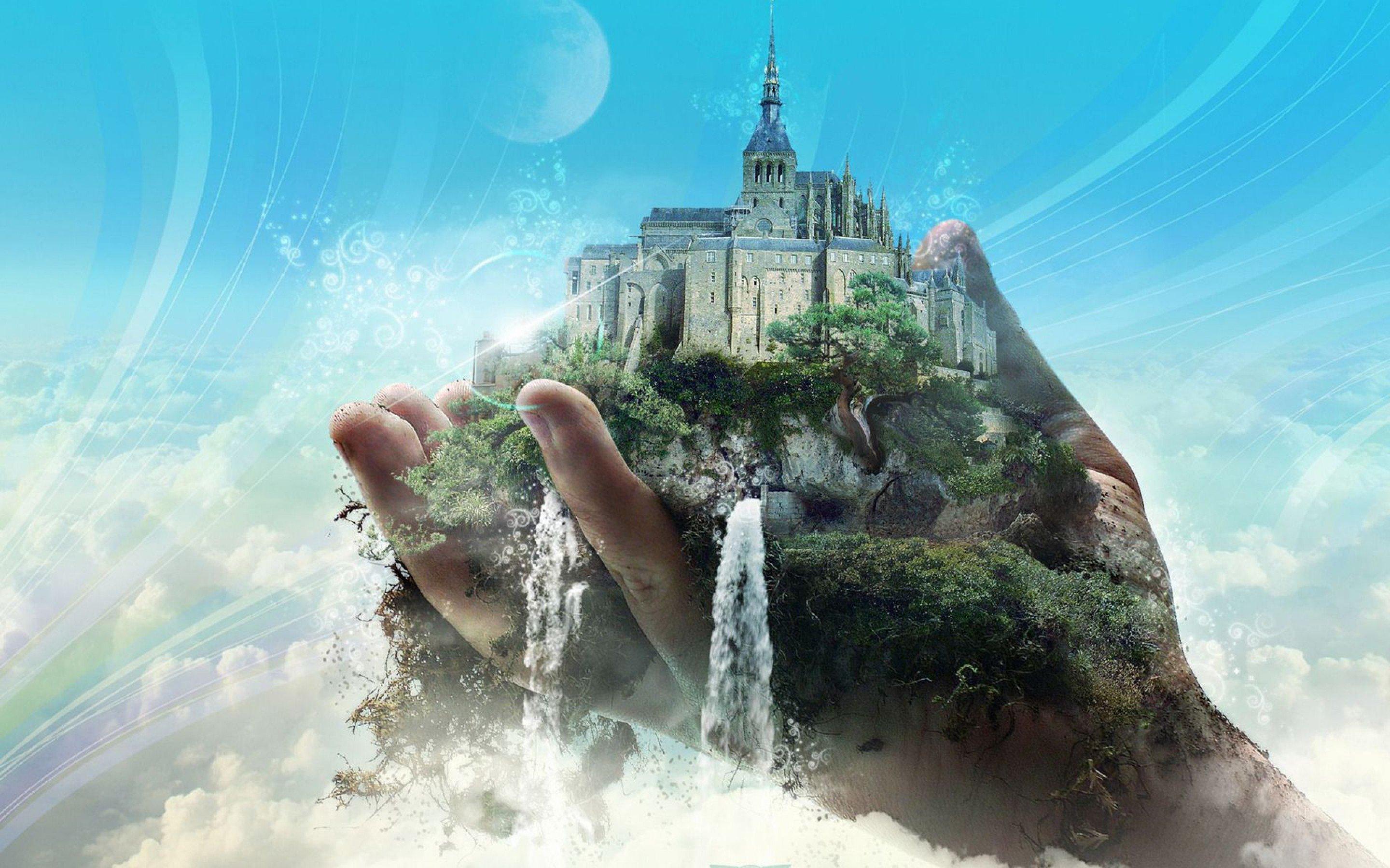 2880x1800 le, Mont, Saint michel, Castle, French, France, Saint, Michel, Monastery, Church, Abbey, Cathedral, Waterfall, Fantasy, Island Wallpaper HD / Desktop and Mobile Background