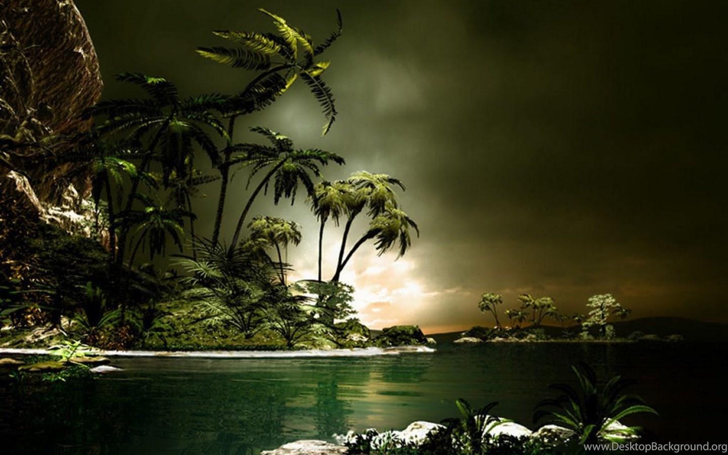 1440x900 Fantasy Island Art Background Wallpaper Desktop Background