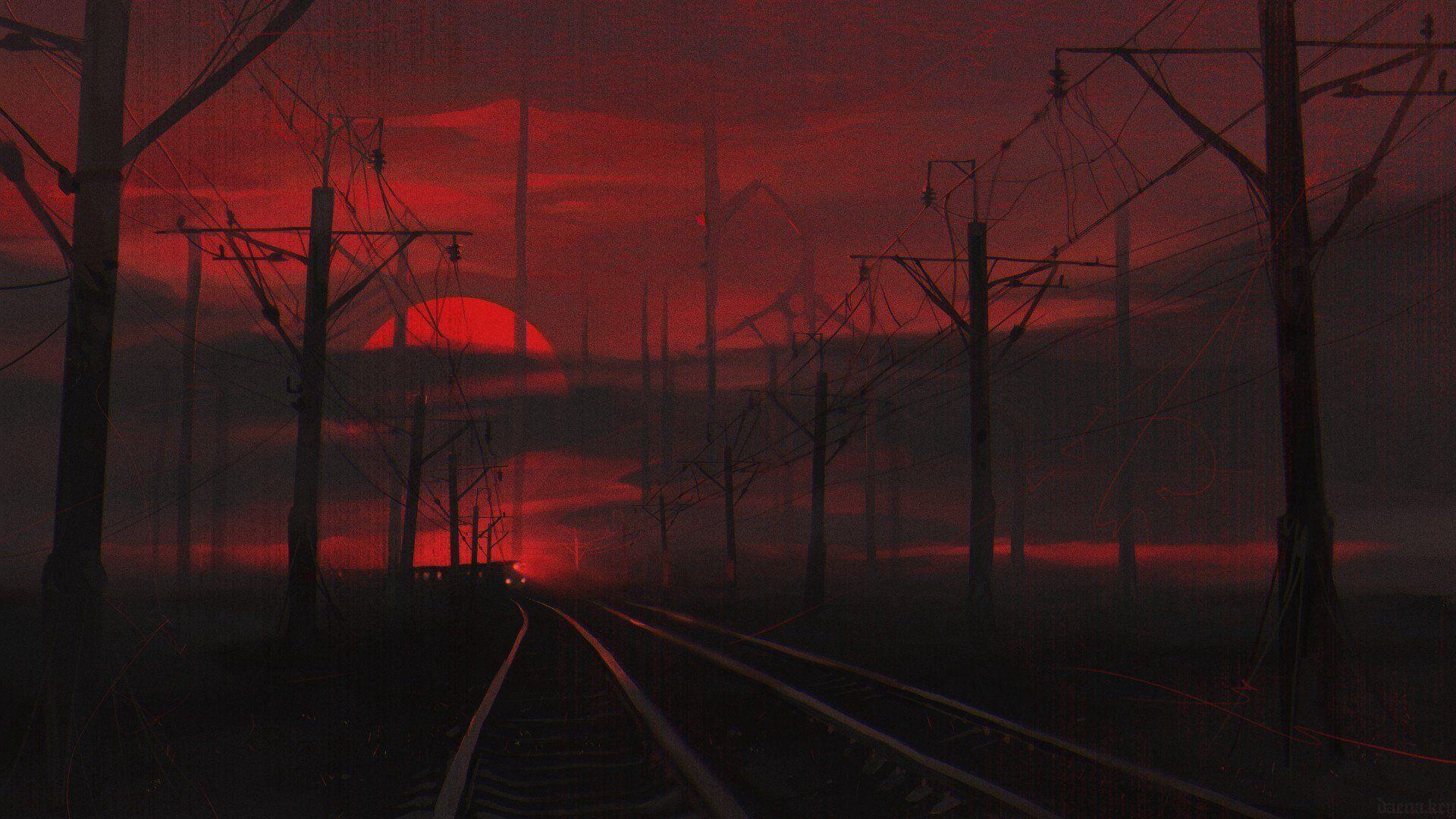 1920x1080 Dark Red Aesthetic Computer Wallpaper