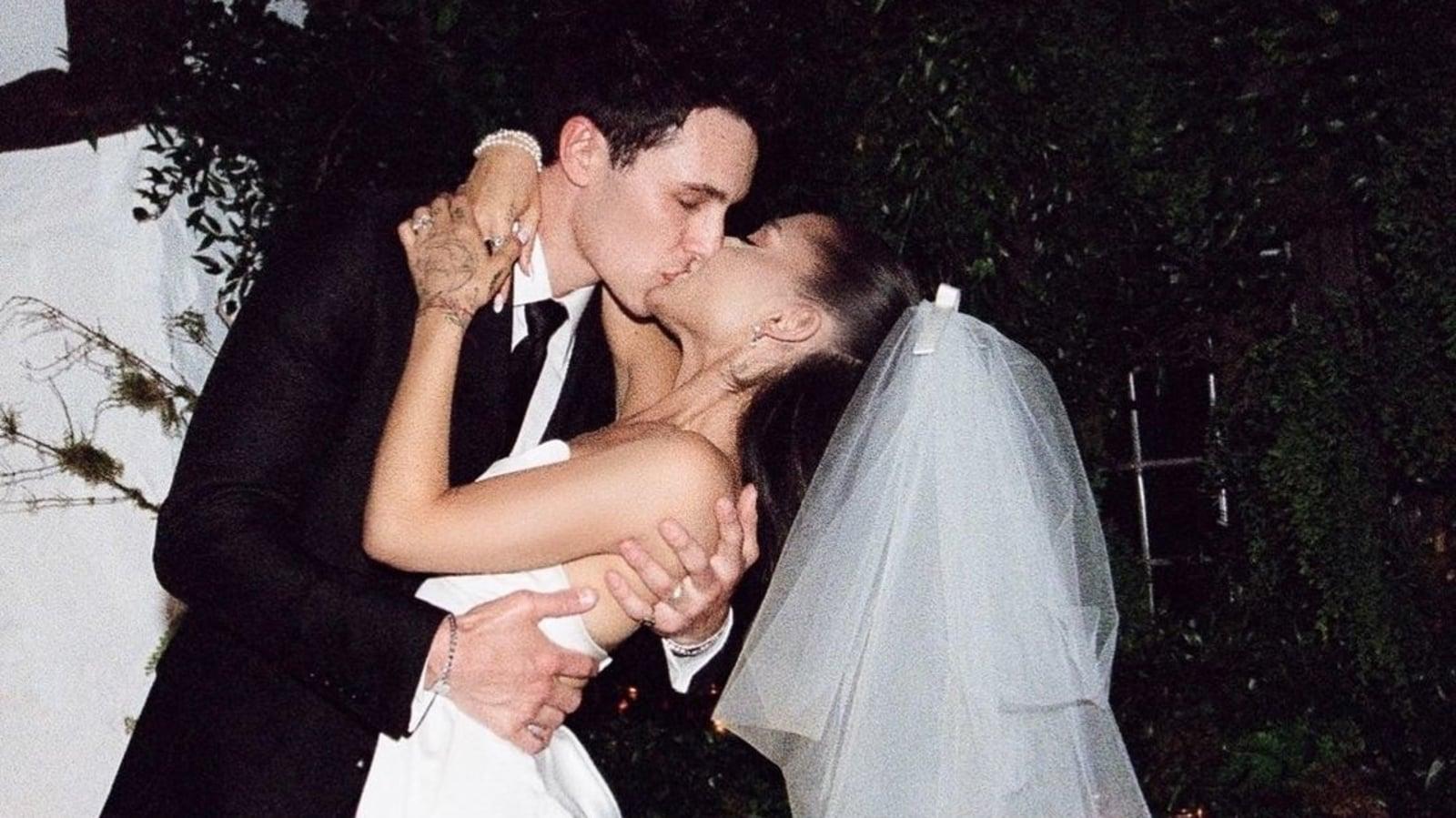 1600x899 Ariana Grande shares first pics from secret wedding with Dalton Gomez. Check out her stunning dress