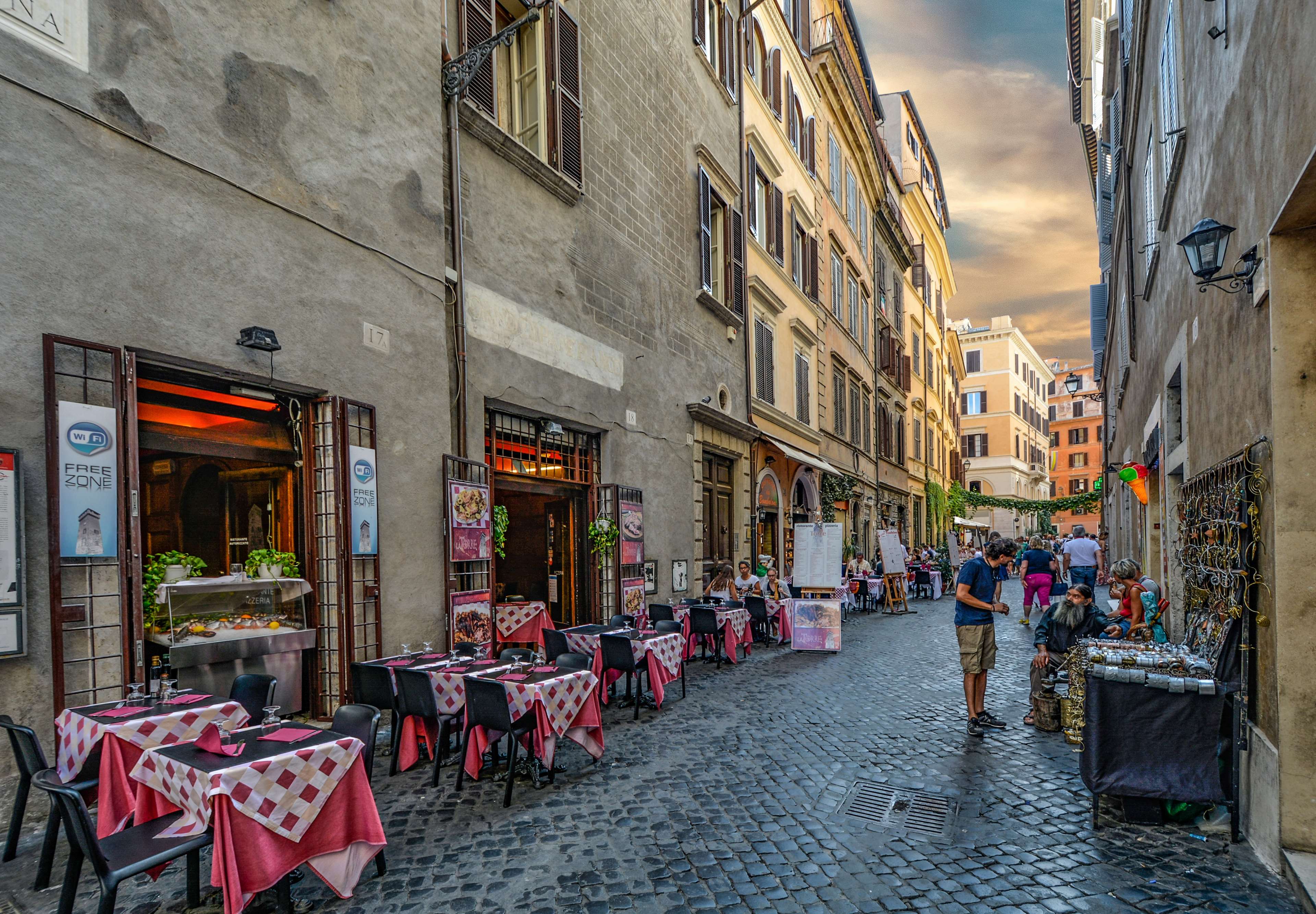 3840x2669 caf, european, italian, italy, old, outdoor, restaurant, roma, rome, street 4k wallpaper