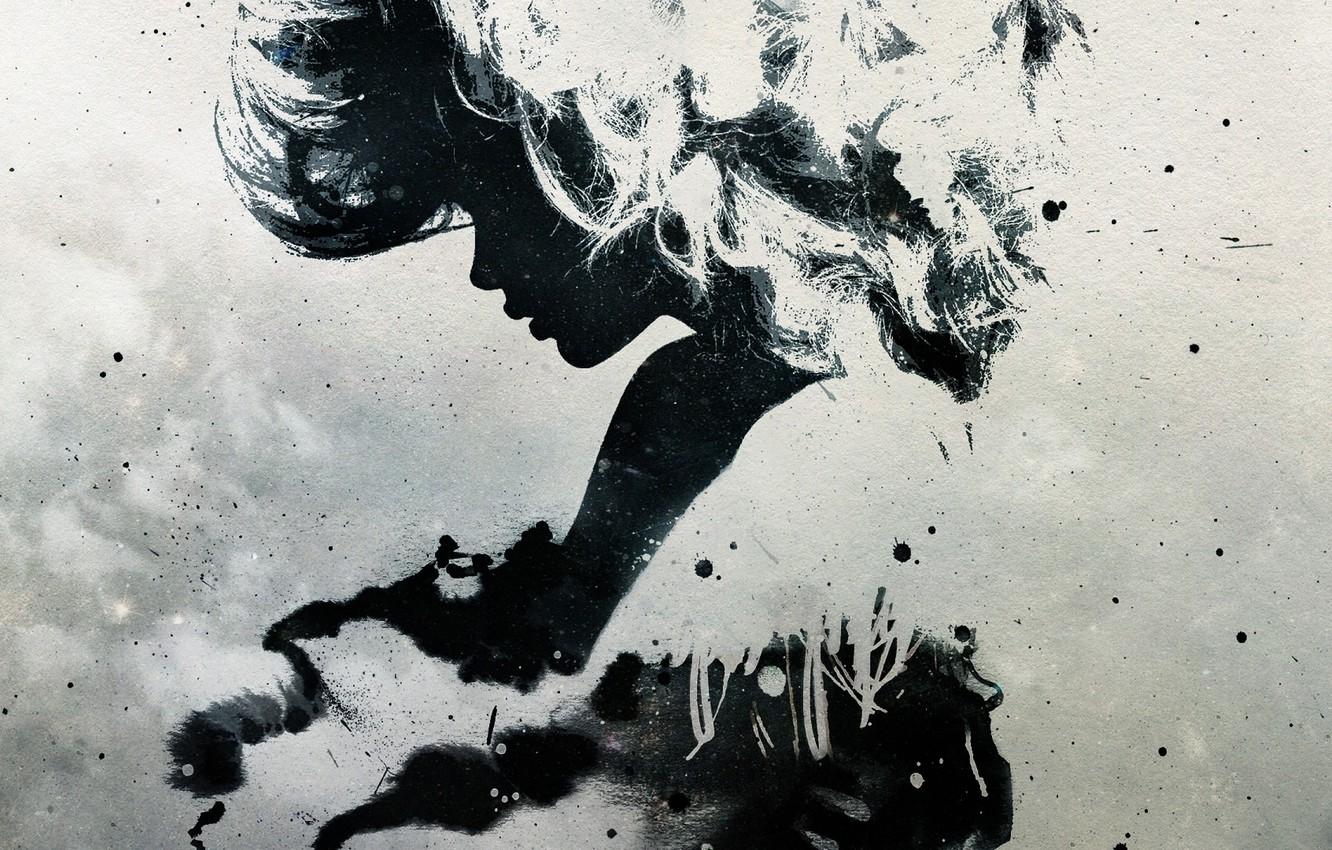 1332x850 Wallpaper girl, abstraction, abstract, profile, black and white, girl, women, artwork, alex cherry, la roux image for desktop, section абстракции