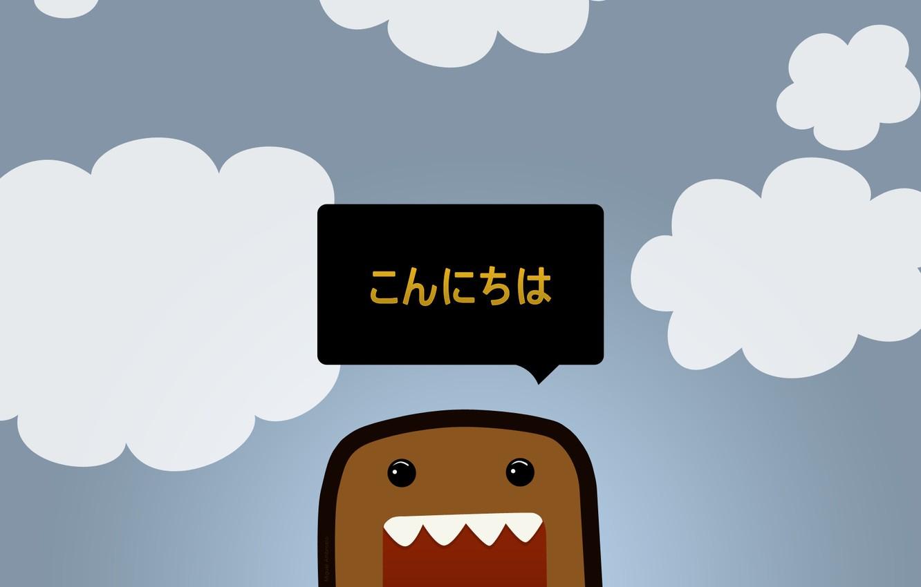 1332x850 Wallpaper The Sky, Clouds, Wallpaper, Minimalism, Vector, Picture, Character, DOMO Kun, Dōmo Kun Image For Desktop, Section минимализм