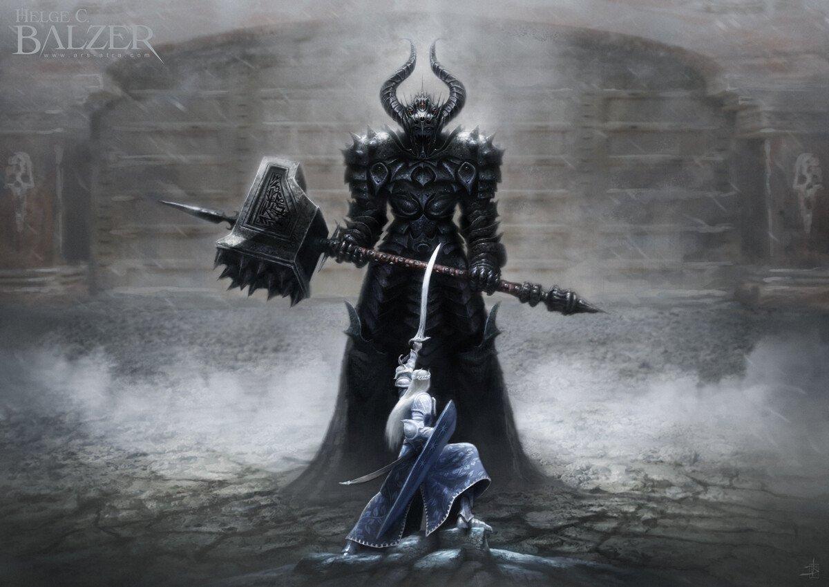 1200x849 Morgoth and Fingolfin Art