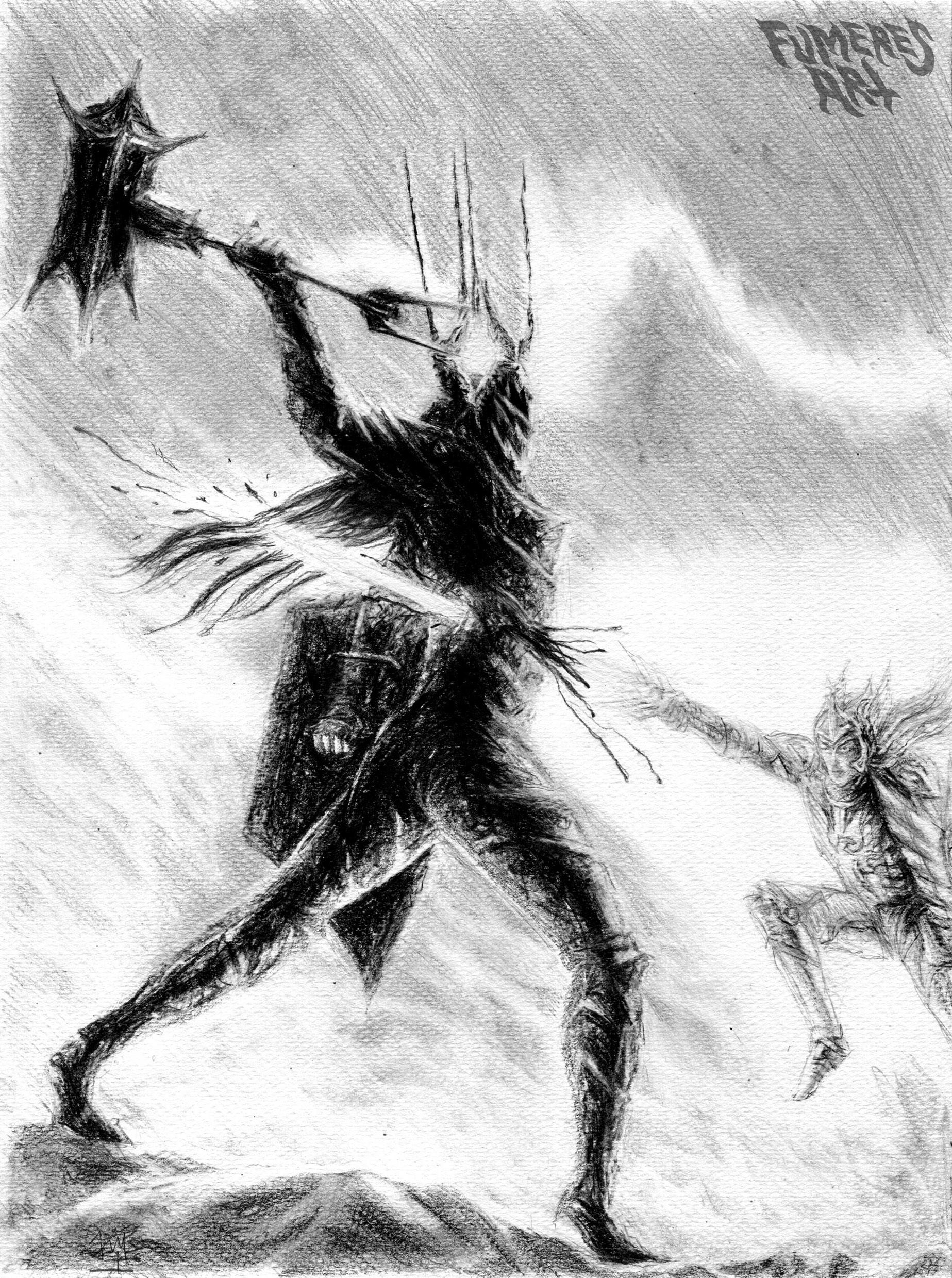 1847x2479 Morgoth vs Fingolfin, part 2 sketches, Fumeres Art