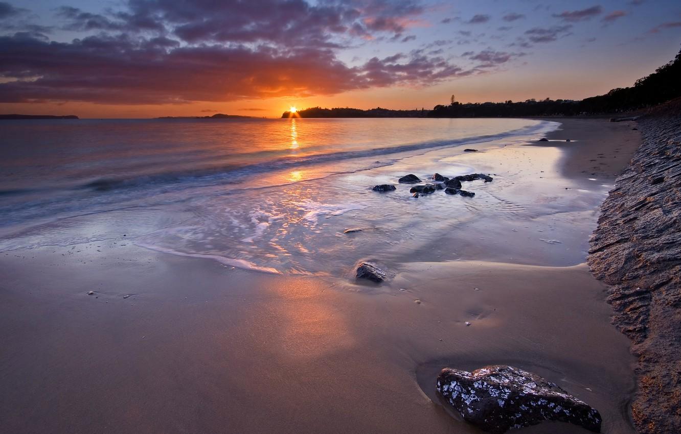 1332x850 Wallpaper beach, sunset, new Zealand, auckland image for desktop, section пейзажи