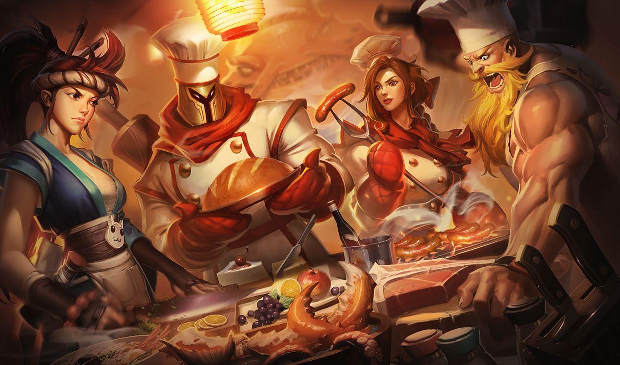 1215x717 Sashimi Akali, Barbecue Leona, Baker Pantheon, and Butcher Olaf. Pantheon league of legends, League of legends poppy, Lol league of legends