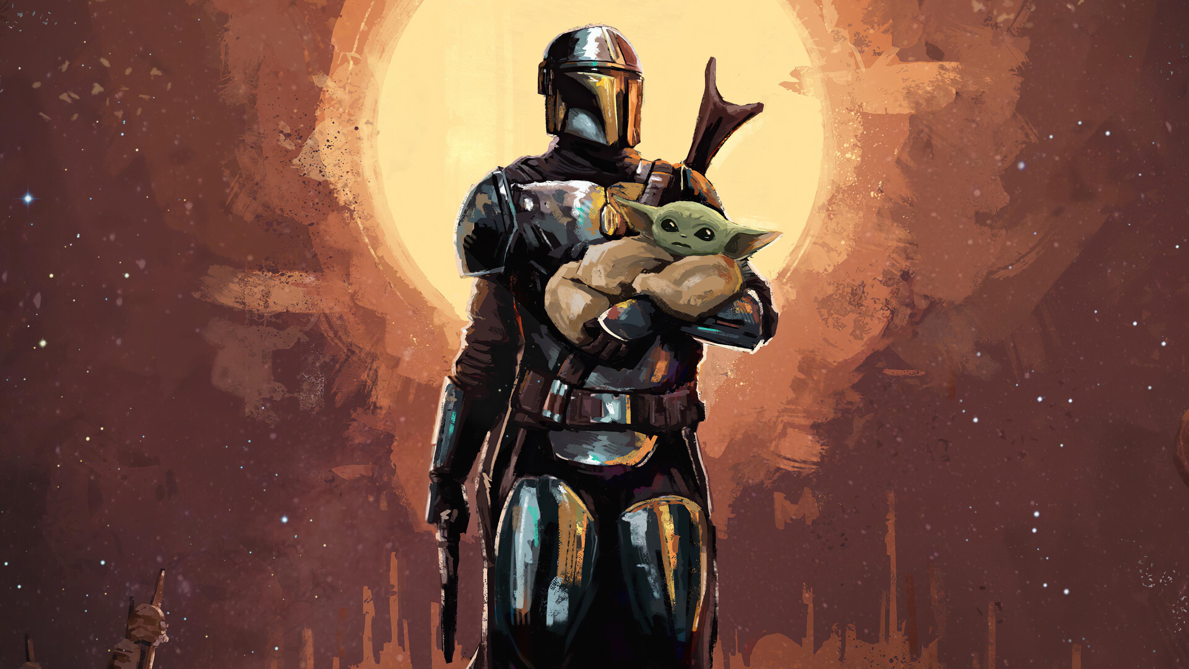 3840x2160 The Manddalorian Baby Yoda Digital Art Wallpaper 4k Ultra HD