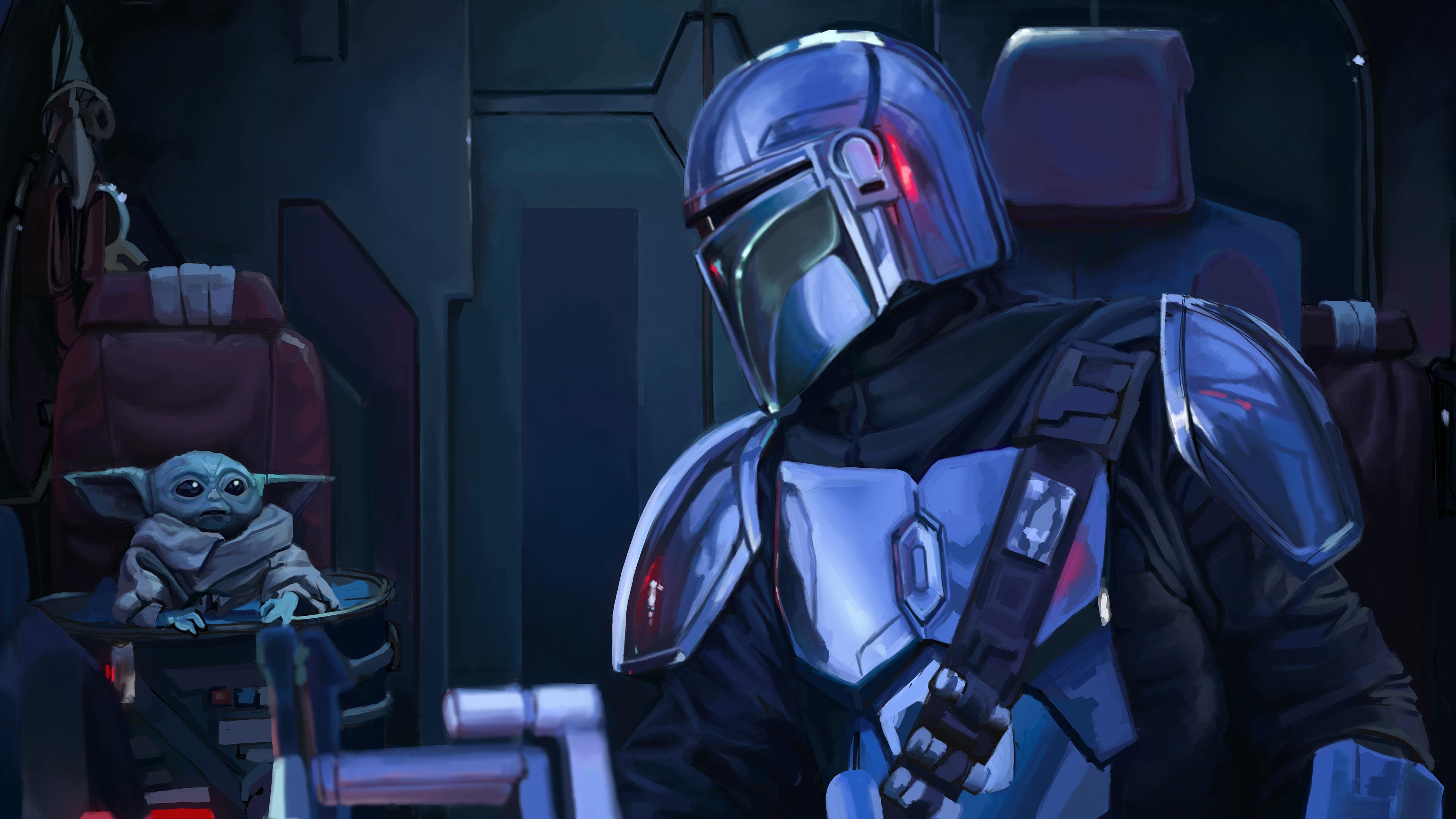 3840x2160 The mandalorian and baby yoda art Wallpaper 4k Ultra HD