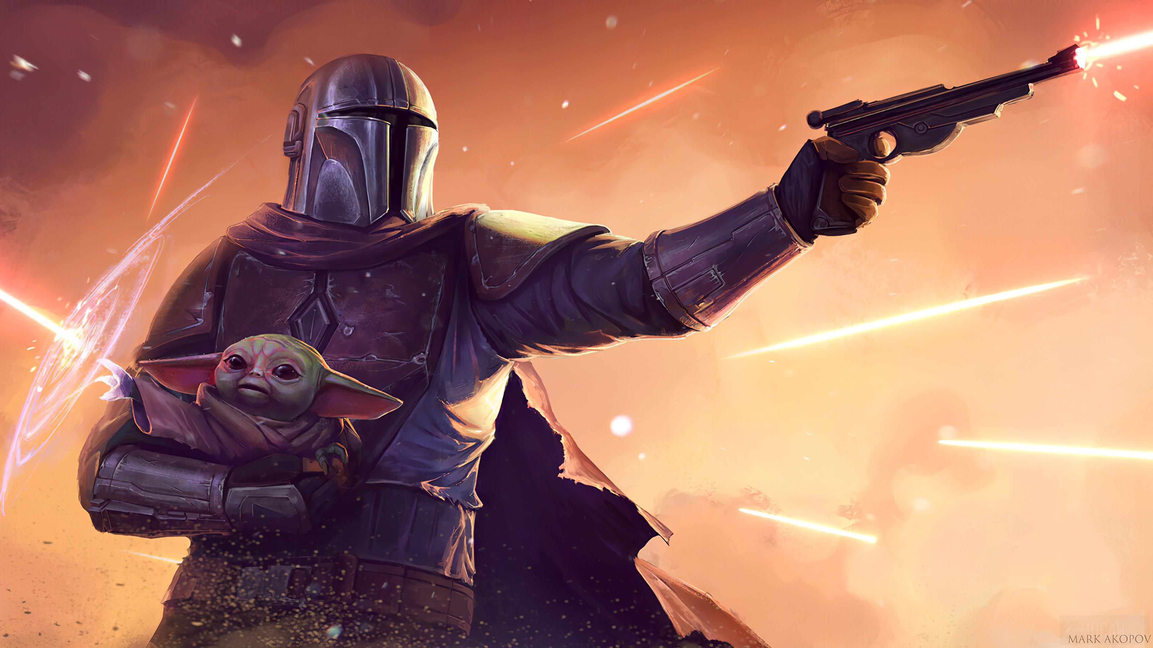 3840x2160 The Mandalorian, TV Series, Baby Yoda, Art 4k wallpaper. Mocah HD Wallpaper